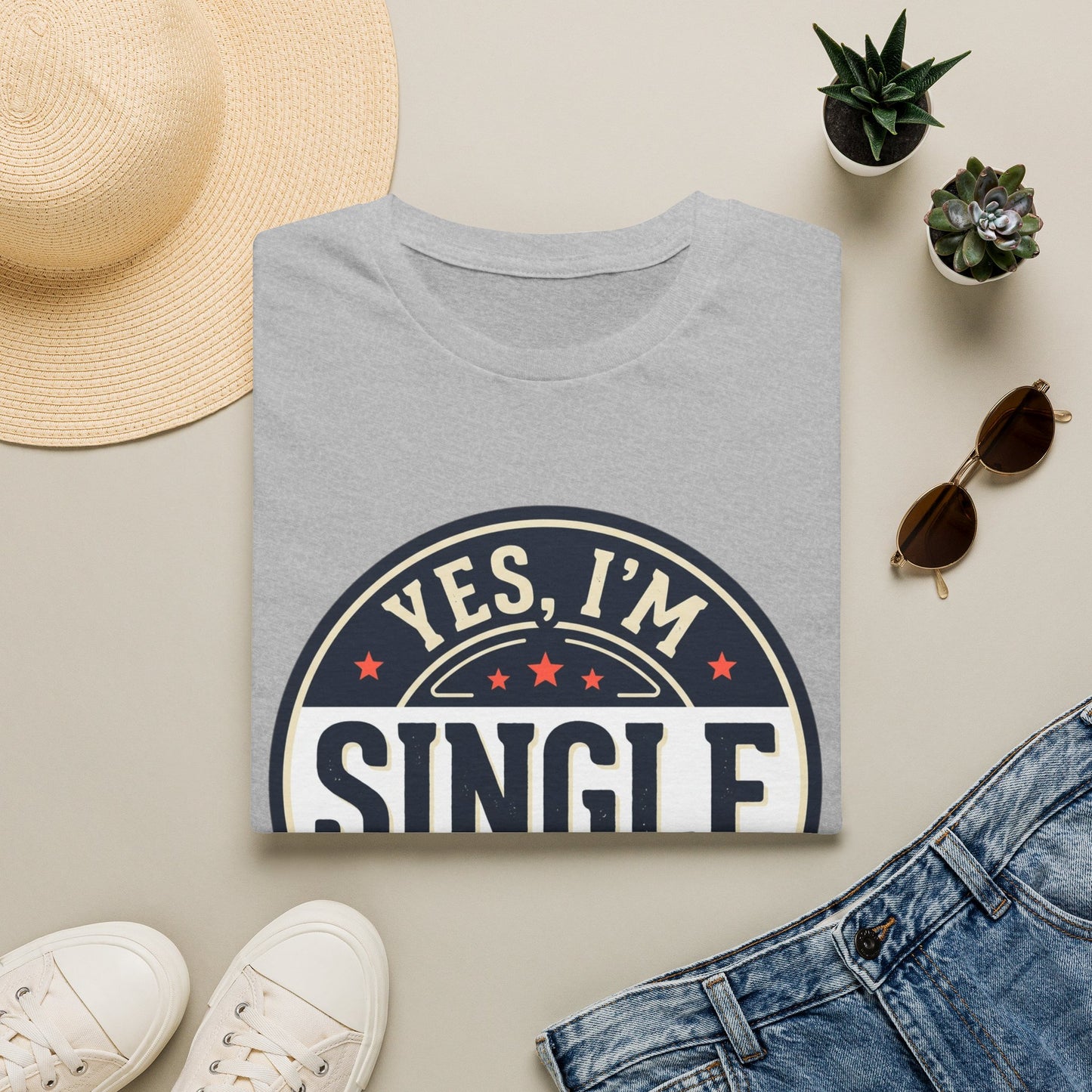 "Yes, I’m Single" Graphic Tee - Single Badge T-Shirt