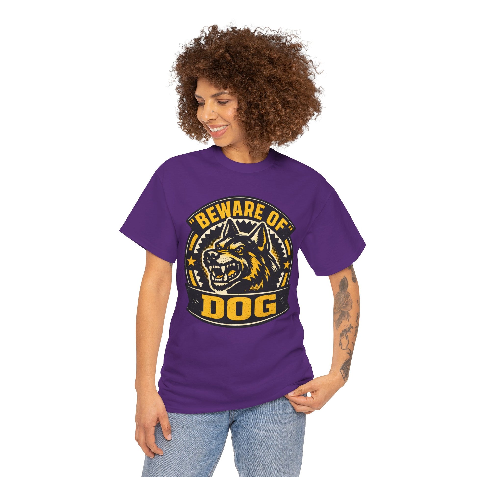 Beware of Dog T-Shirt — Retro Aggressive Dog Warning Graphic Tee Printify