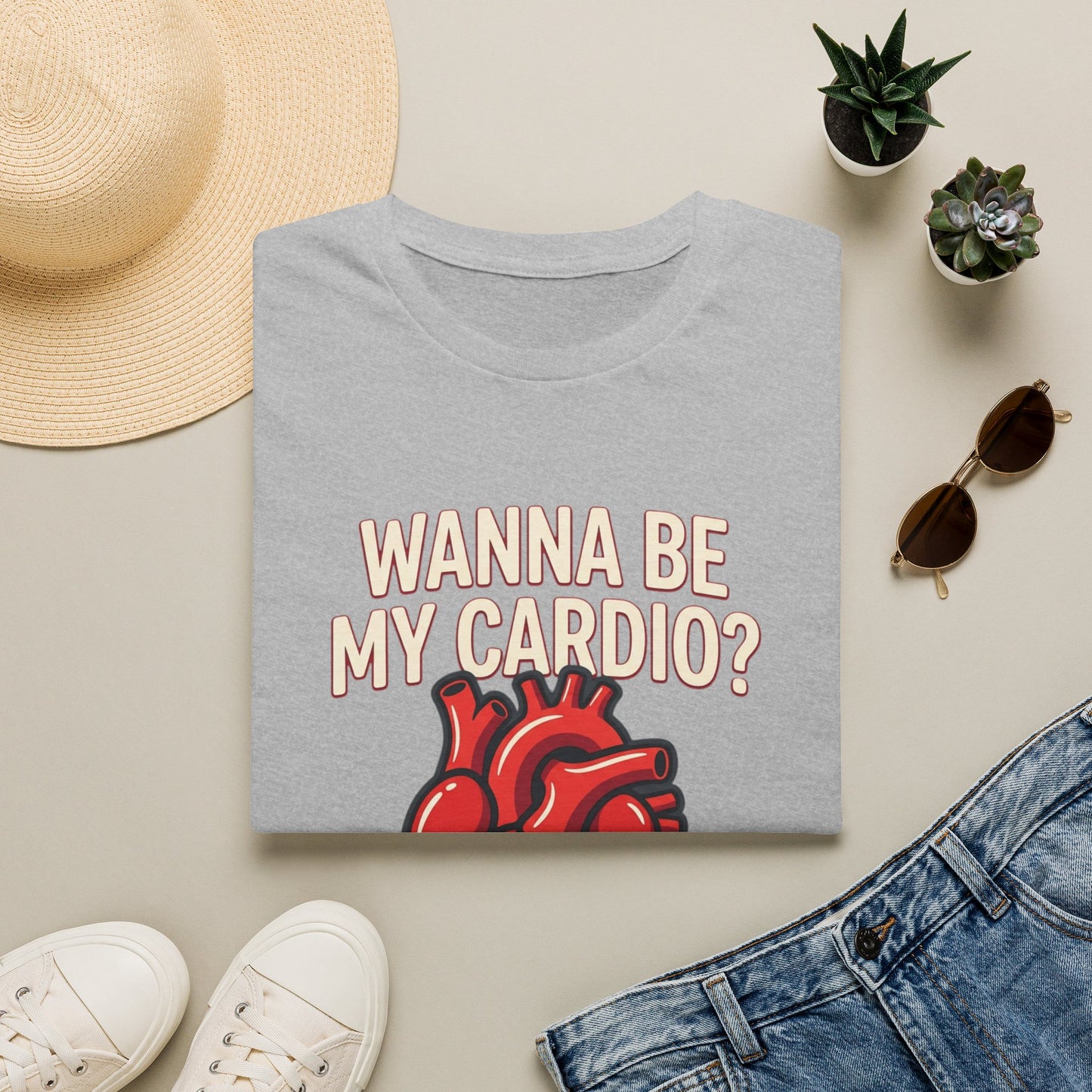 Wanna Be My Cardio? T-Shirt — Cute Anatomical Heart Graphic Tee