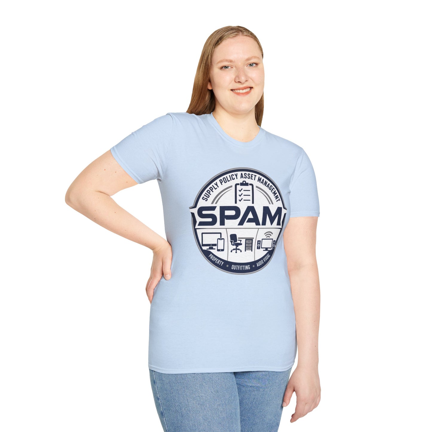 SPAM Supply Policy Asset Management T-Shirt — Logistics/ IT / Admin Graphic Tee