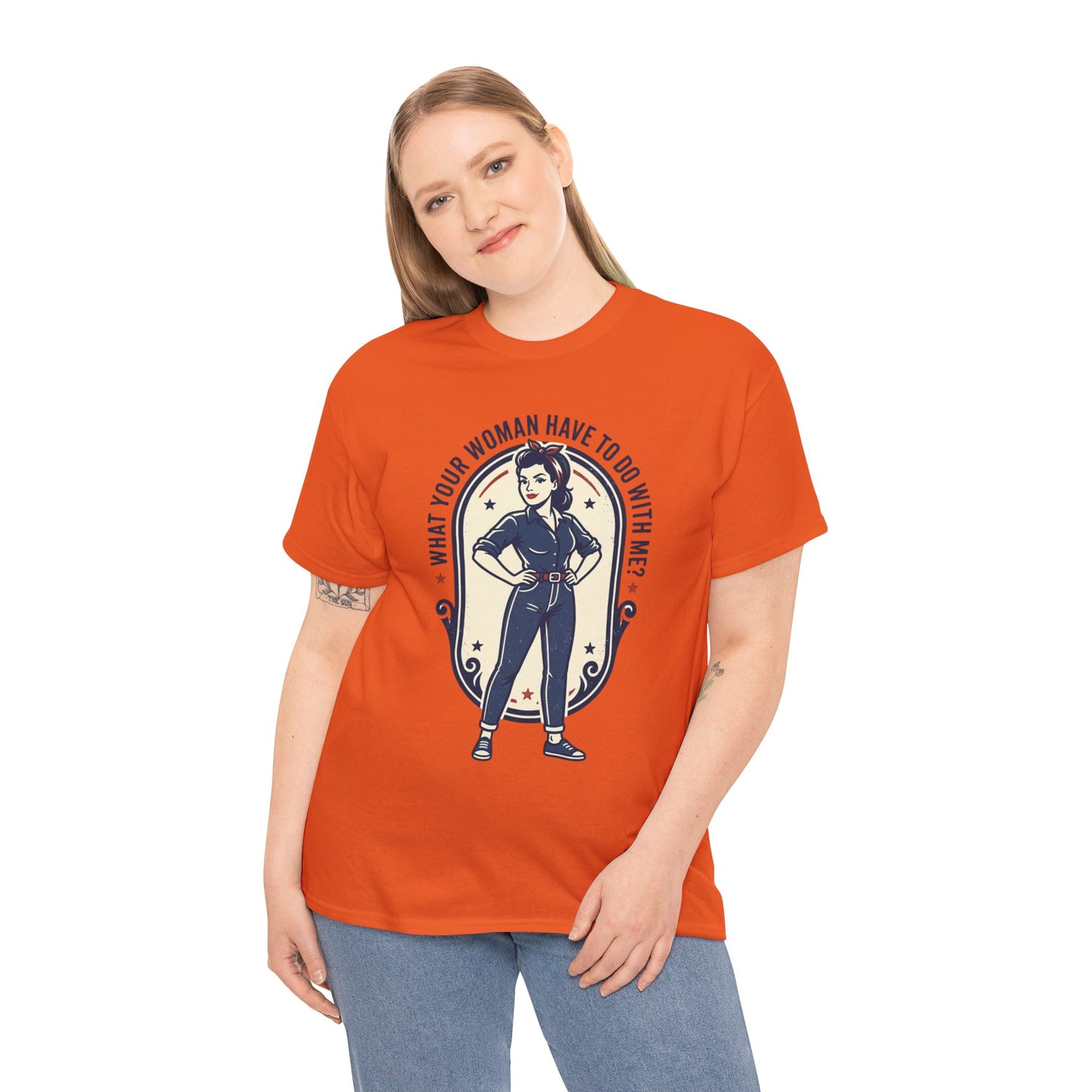 'What Your Woman Have To Do With Me?' Retro Pin-Up Graphic Tee
