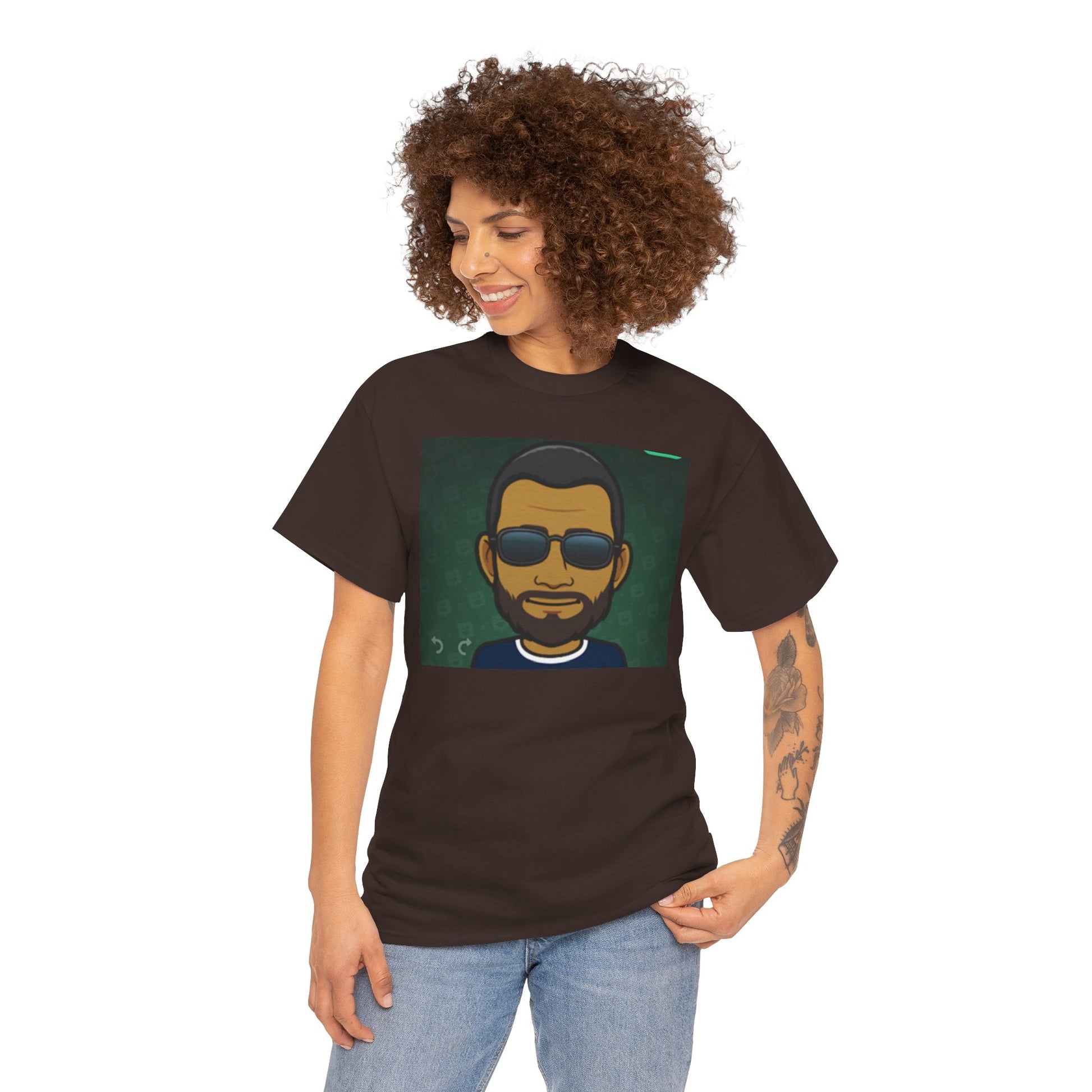 Bitmoji Portrait Tee — Cool Sunglasses Avatar Graphic T-Shirt Printify