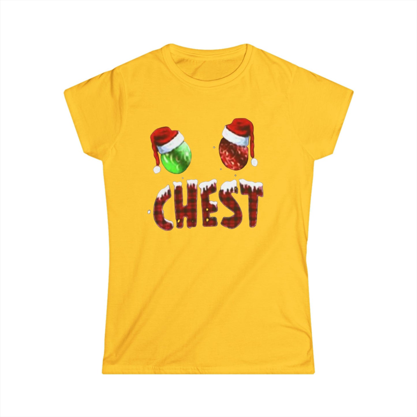 Chest Christmas Tee — Festive Ornaments & Santa Hats Holiday Shirt