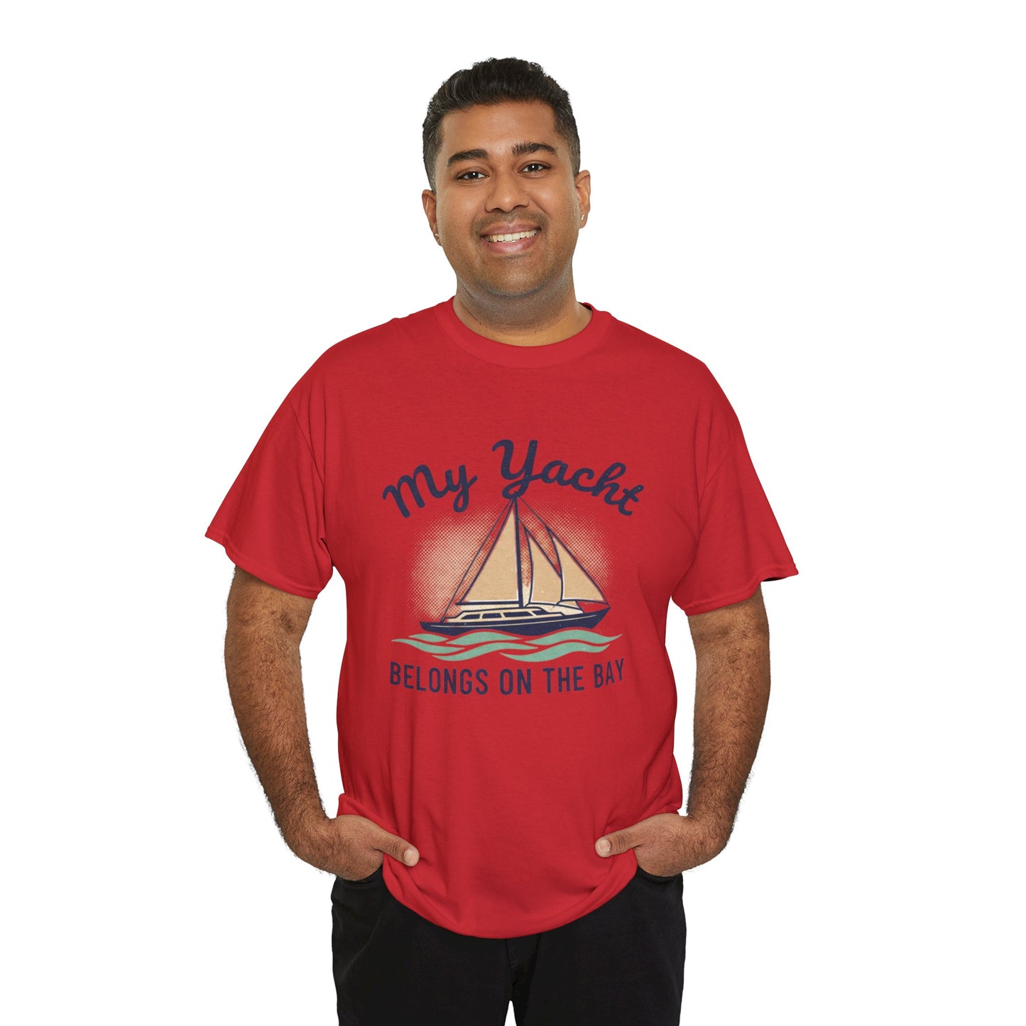 Sailboat Graphic Tee - "My Yacht Belongs on the Bay" Casual Nautical T-Shirt