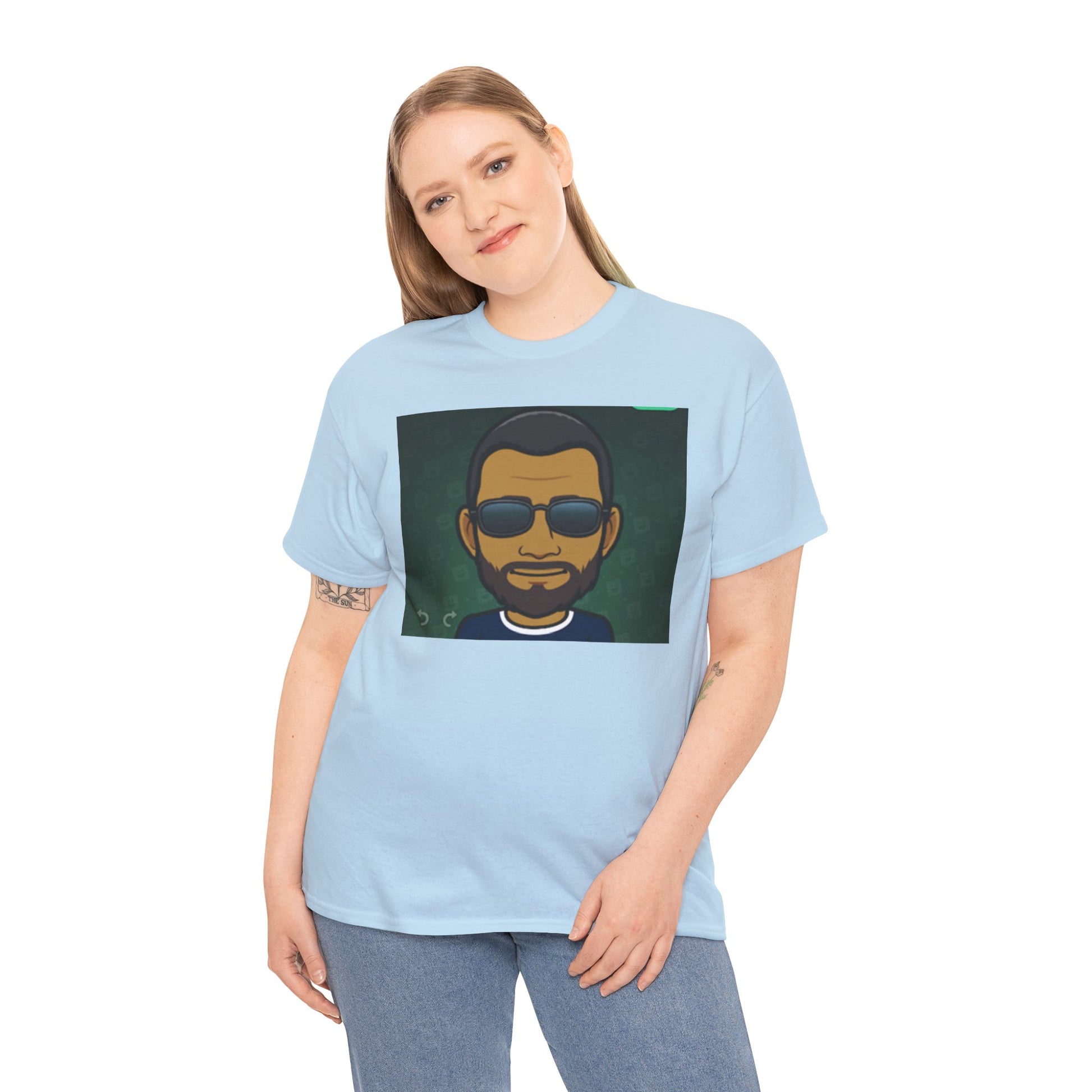 Bitmoji Portrait Tee — Cool Sunglasses Avatar Graphic T-Shirt Printify