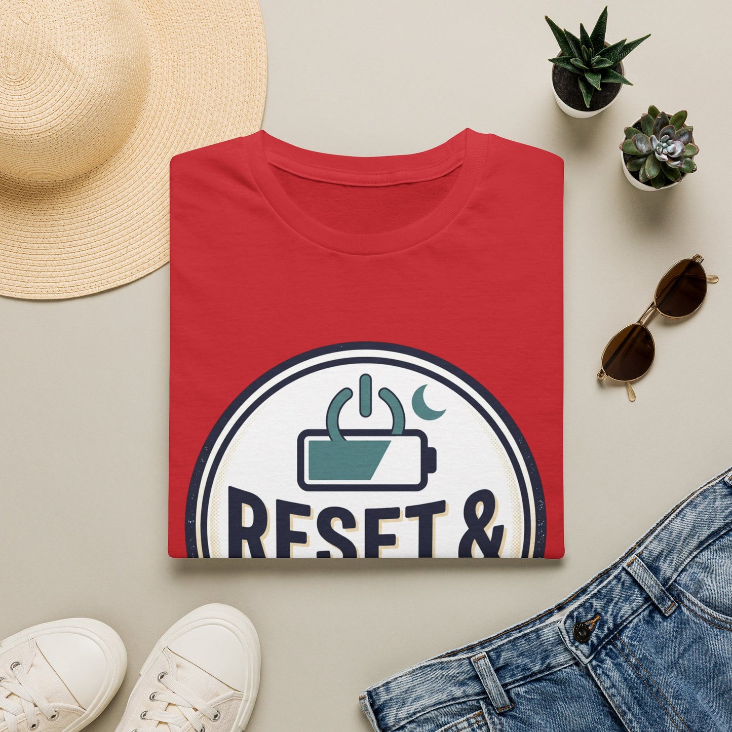 Reset & Recharge T-Shirt — Self-Care Relaxation Graphic Tee