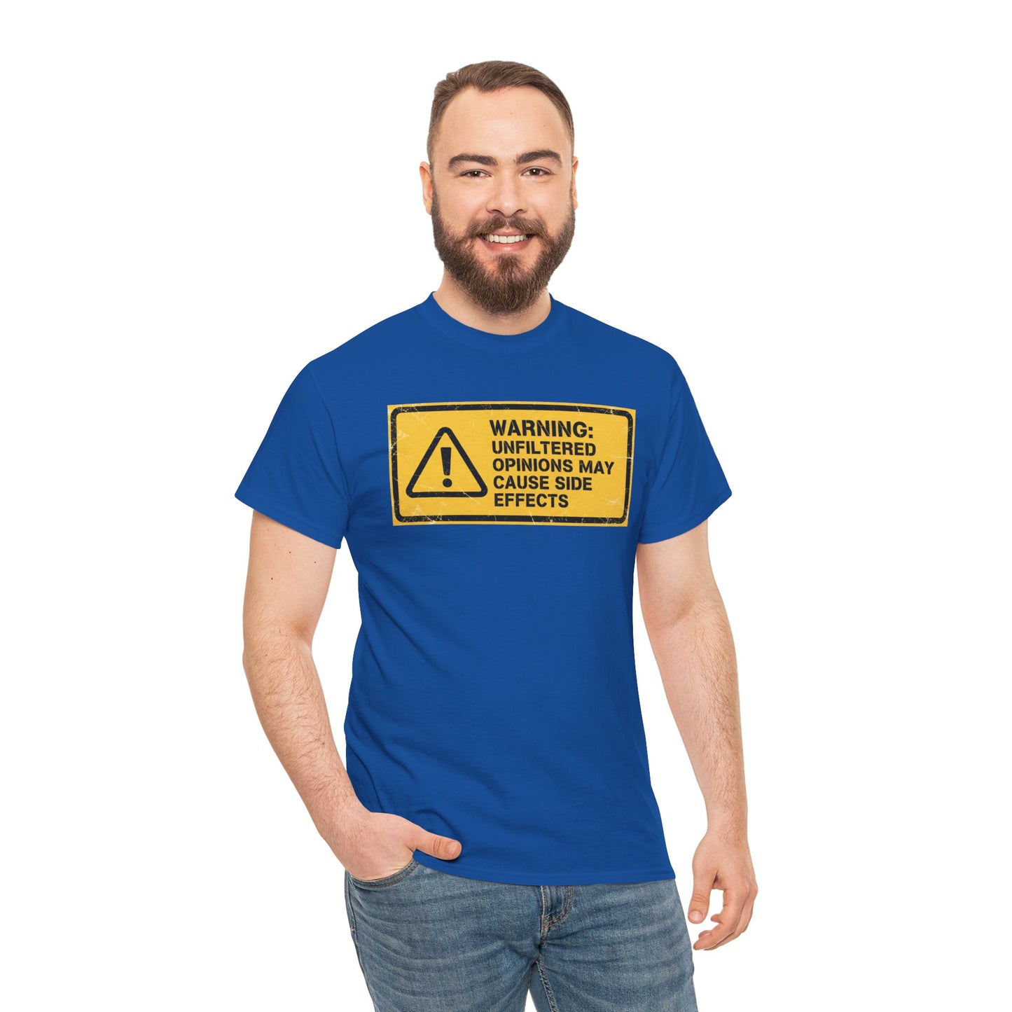 T-Shirt — "Warning: Unfiltered Opinions May Cause Side Effects" Graphic Tee