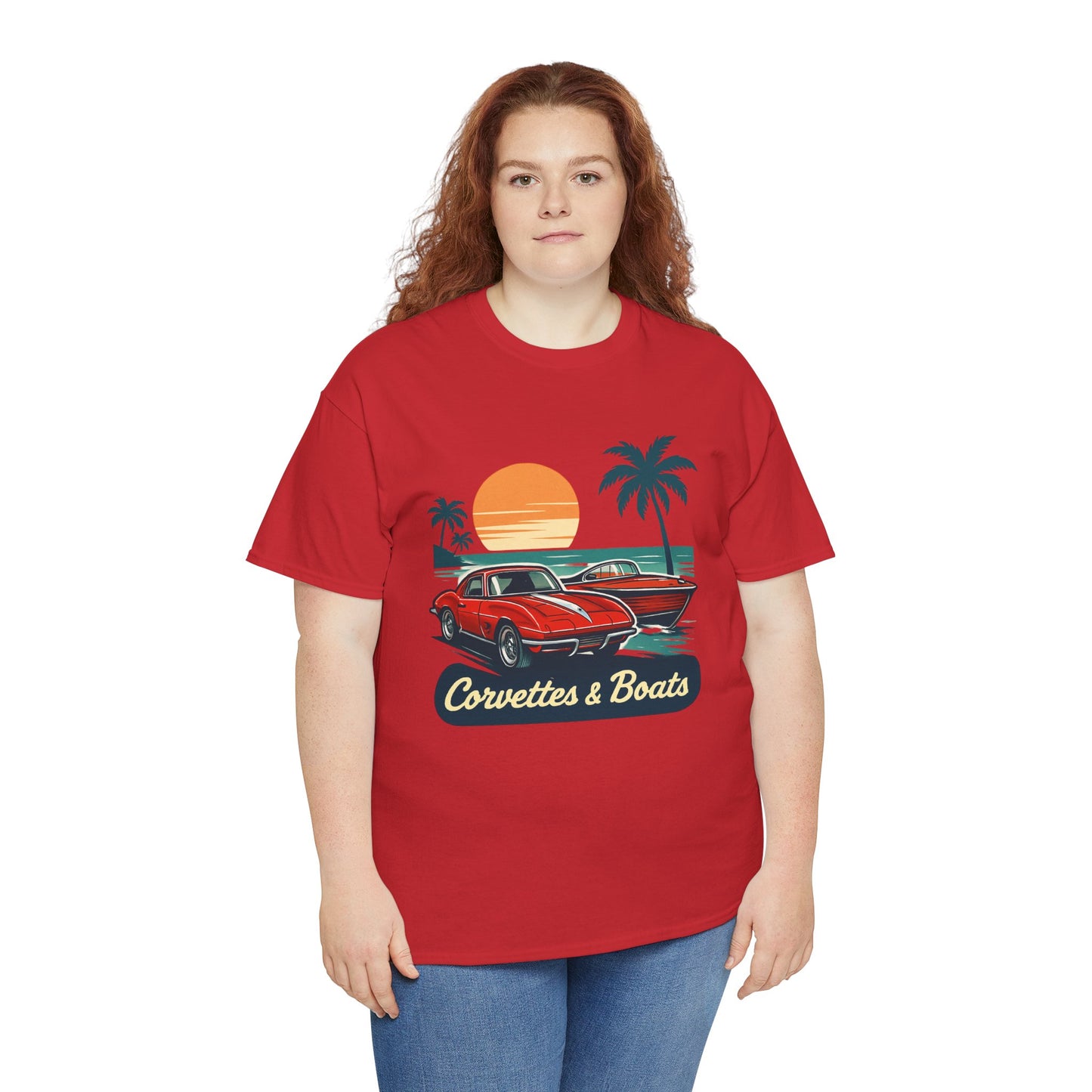 Corvettes & Boats Retro Sunset T‑Shirt