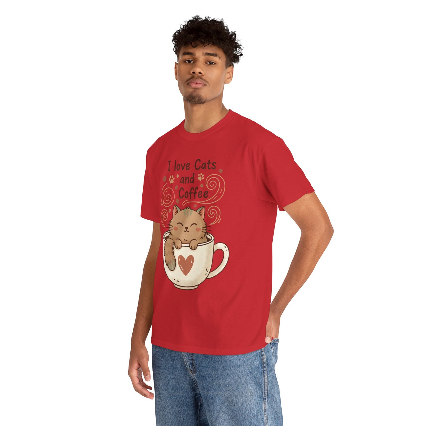 Cat and Coffee T‑Shirt — "I Love Cats and Coffee" Cute Cat in Mug Tee
