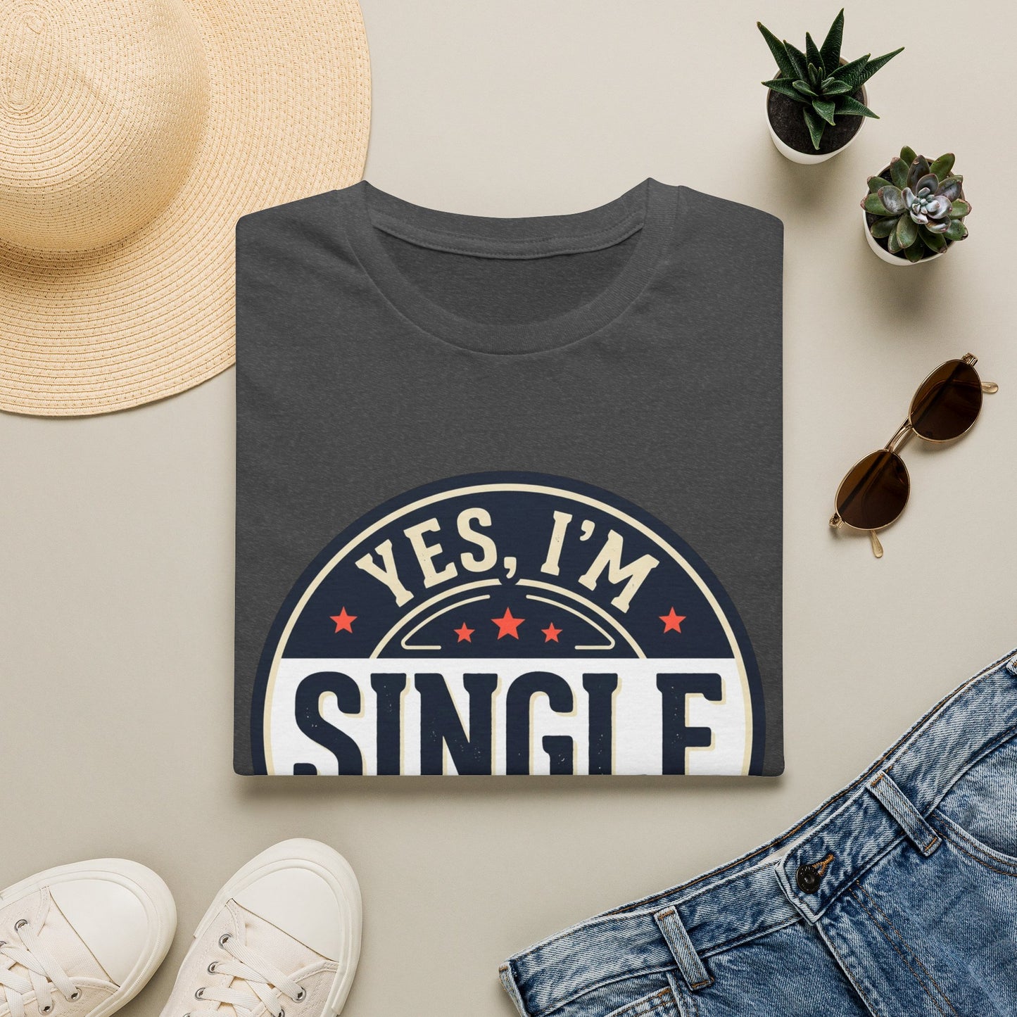 "Yes, I’m Single" Graphic Tee - Single Badge T-Shirt