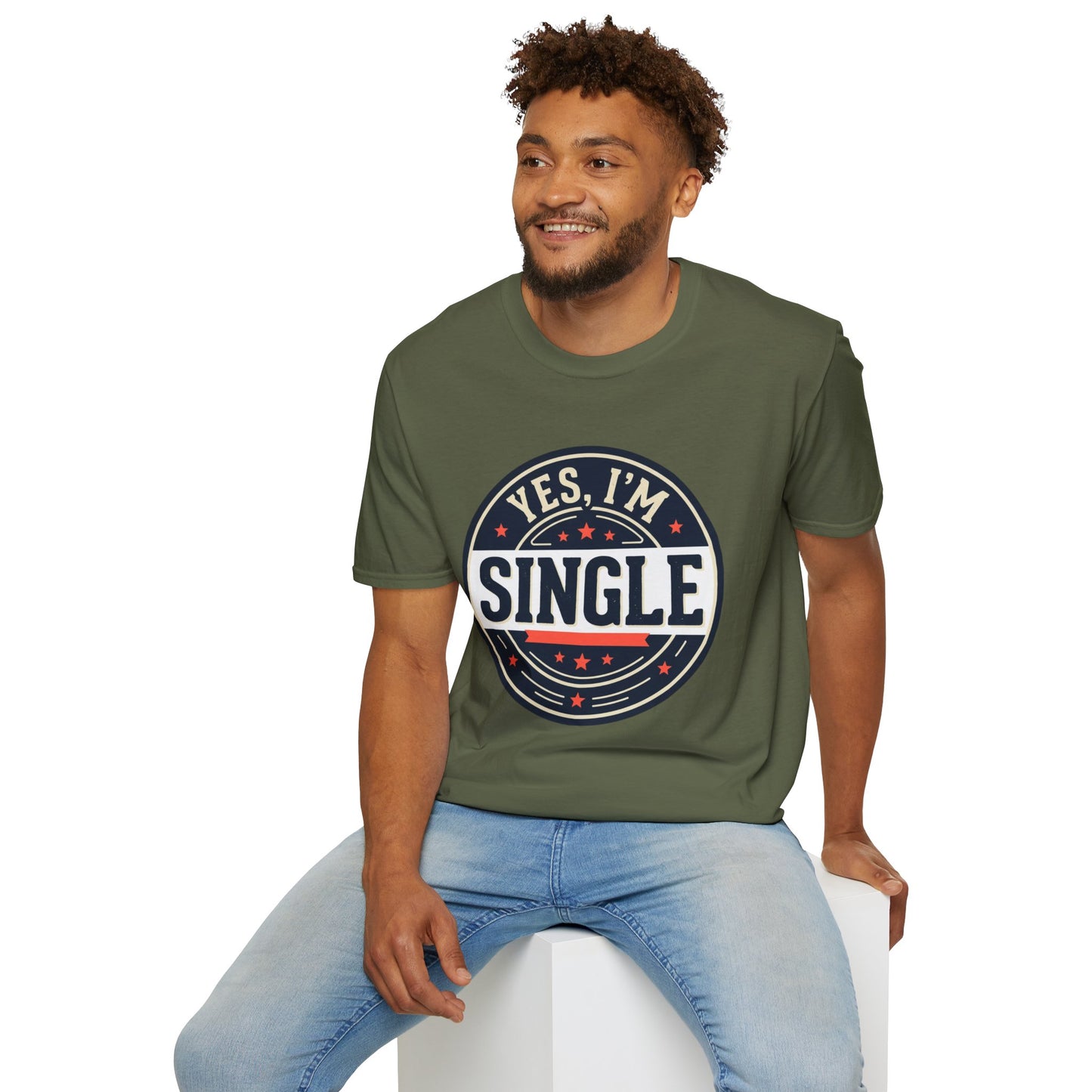 "Yes, I’m Single" Graphic Tee - Single Badge T-Shirt