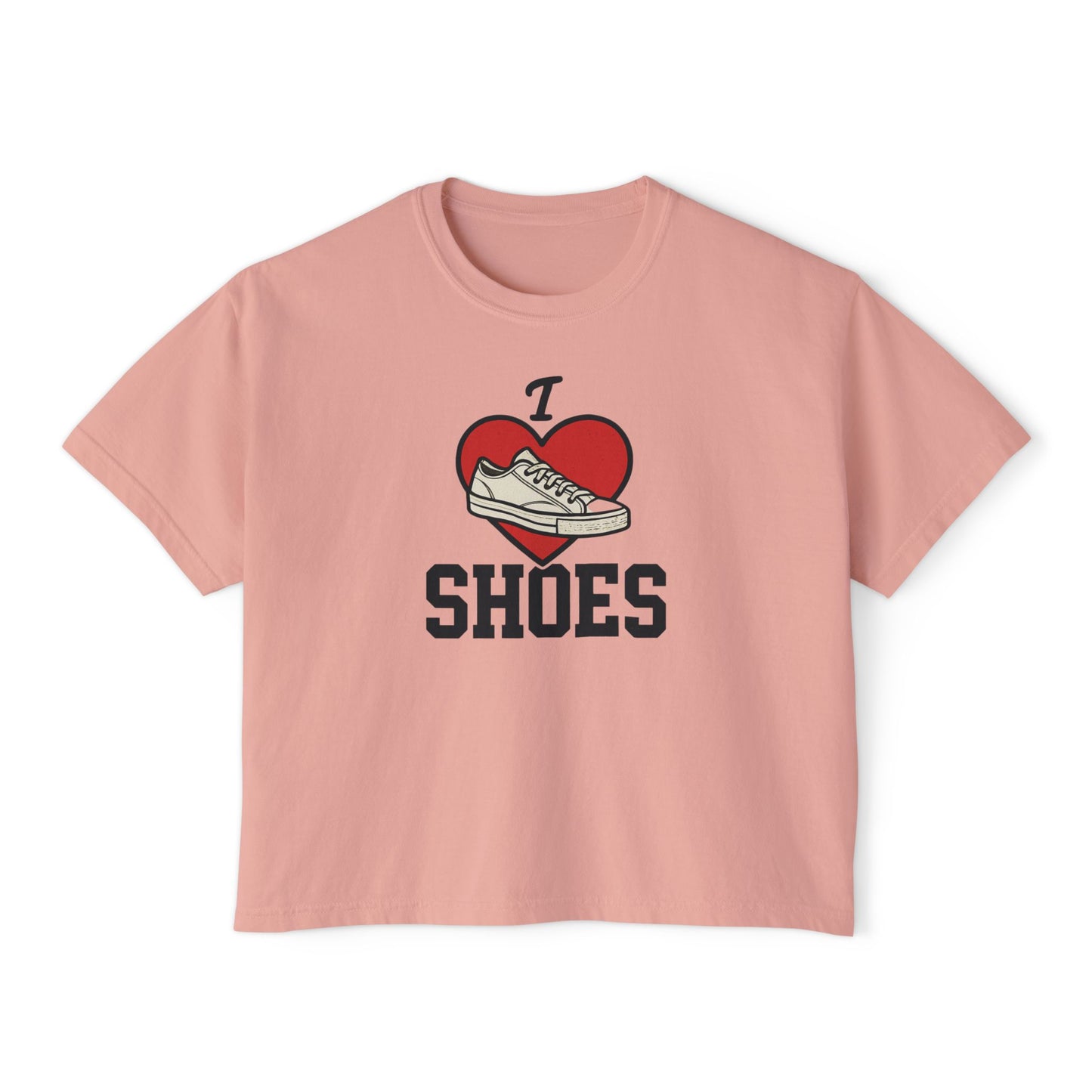 I Heart Shoes Women's Boxy Tee – Cute Sneaker Lover T-Shirt