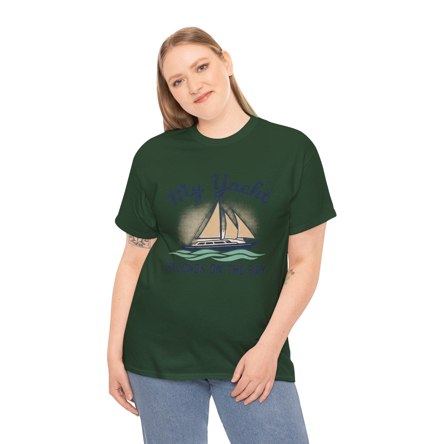 Sailboat Graphic Tee - "My Yacht Belongs on the Bay" Casual Nautical T-Shirt