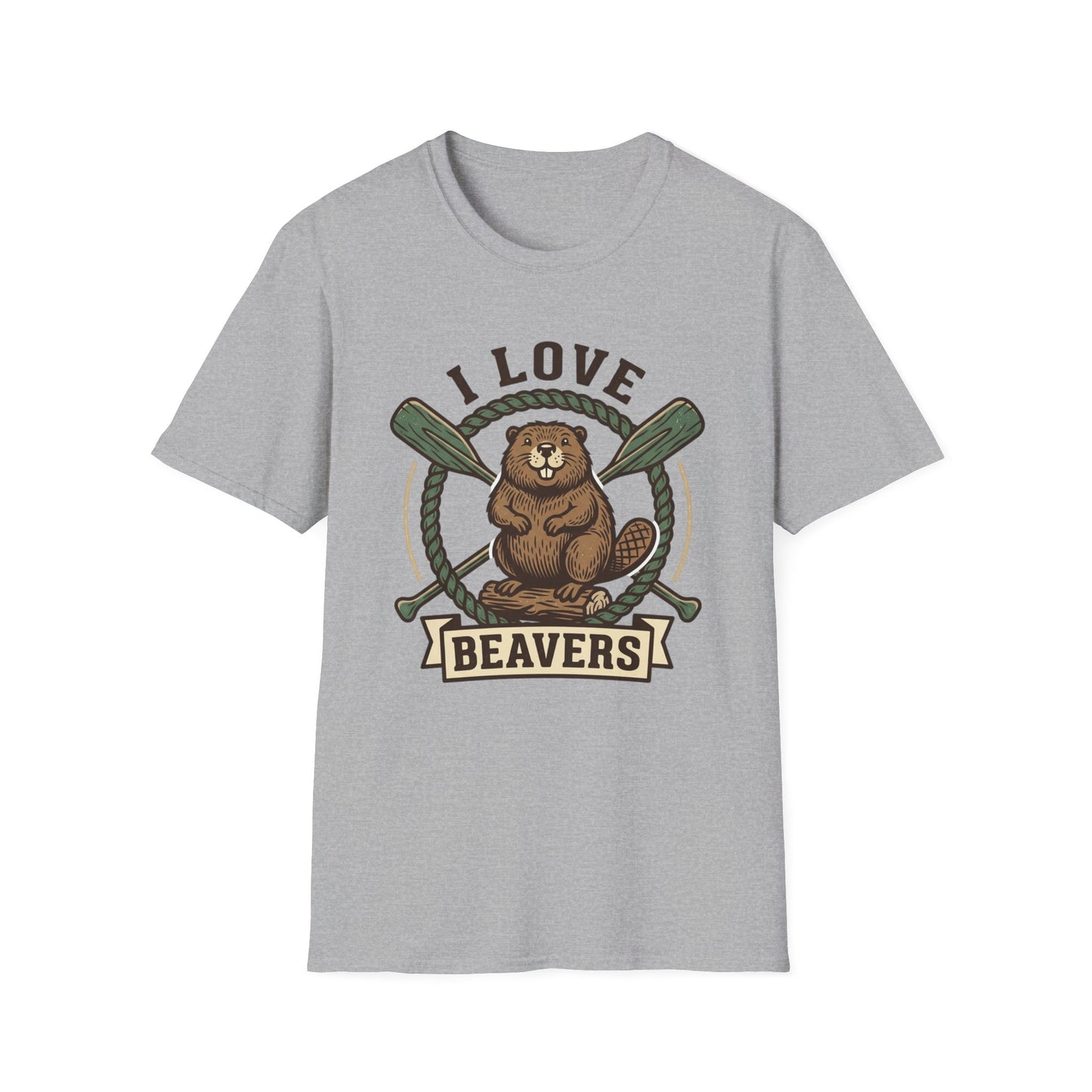 I Love Beavers T-Shirt — Cute Vintage Beaver Graphic Tee with Oars