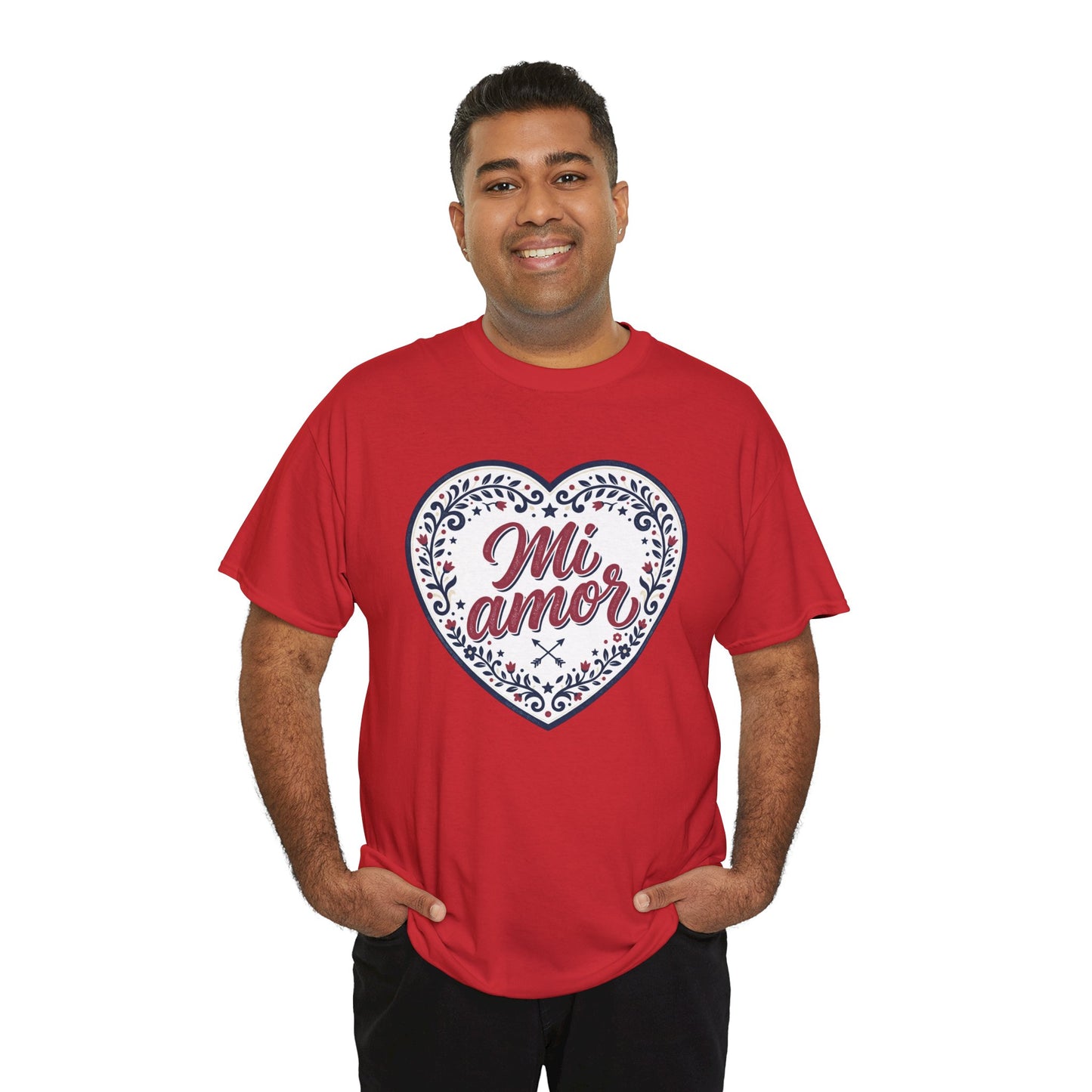 Mi Amor Heart T-Shirt — Romantic Floral Graphic Tee for Valentine’s Day