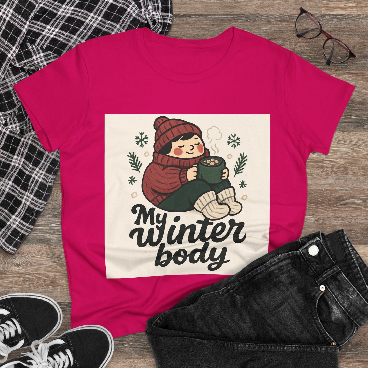 My Winter Body Women's Tee — Cozy Hot Cocoa Graphic T-Shirt