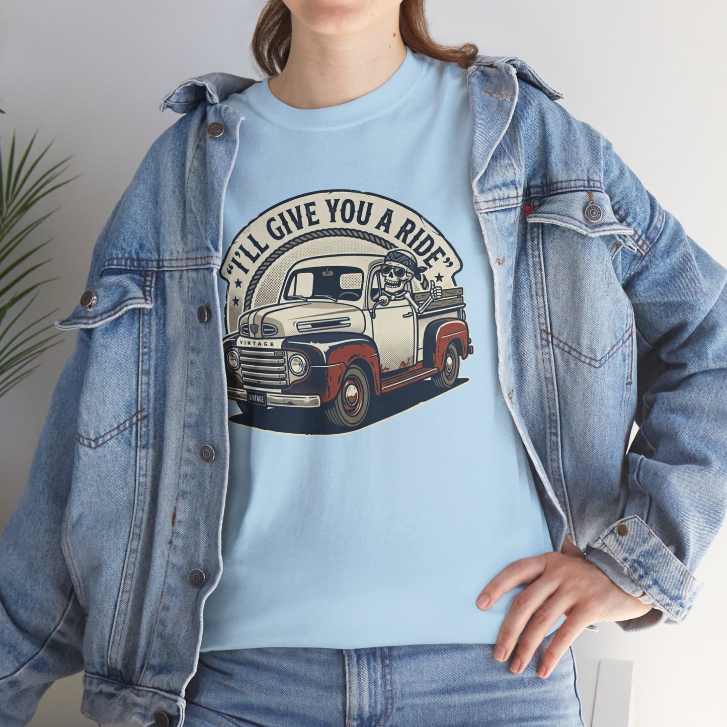 Vintage Pickup Truck T-Shirt — “I’ll Give You a Ride” Classic Retro Tee Printify