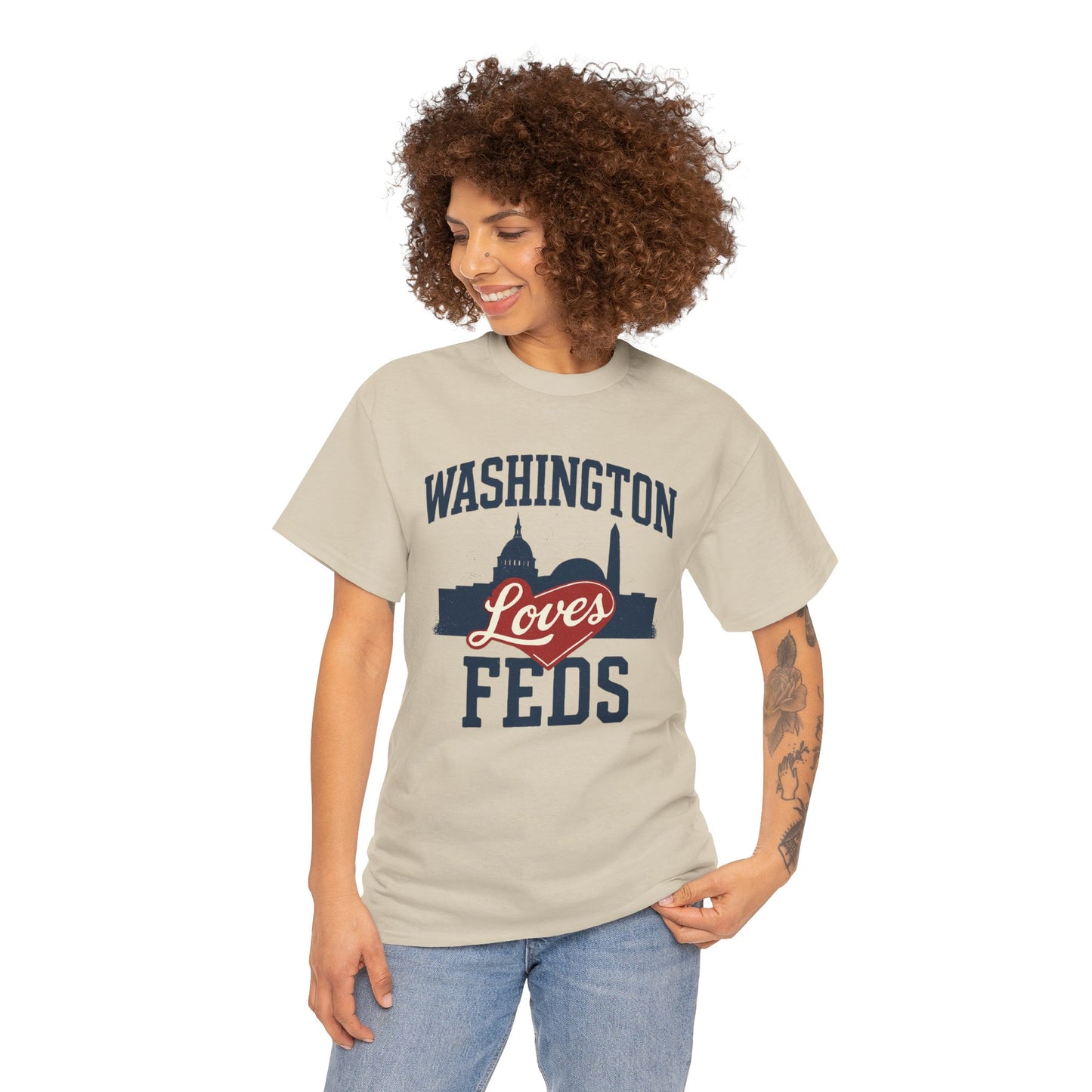 Washington Loves Feds T-Shirt — Patriotic DC Skyline Tee