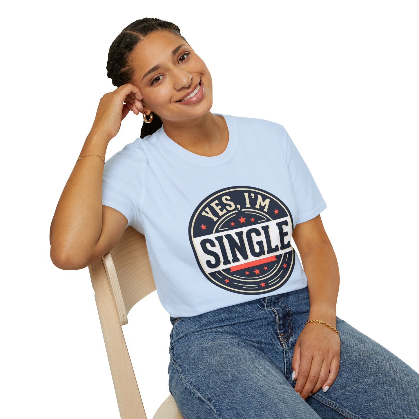 "Yes, I’m Single" Graphic Tee - Single Badge T-Shirt