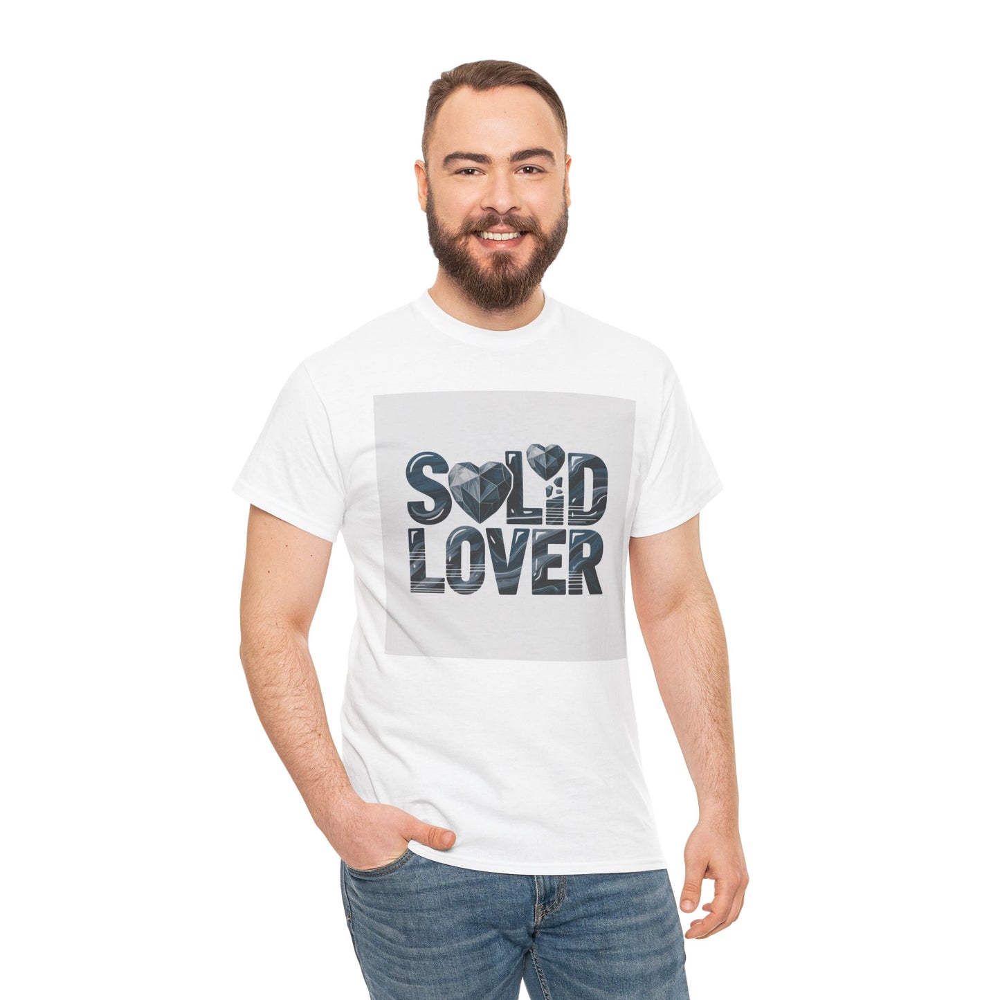 Solid Lover T‑Shirt — Bold Heart Typography Tee for Couples & Romance
