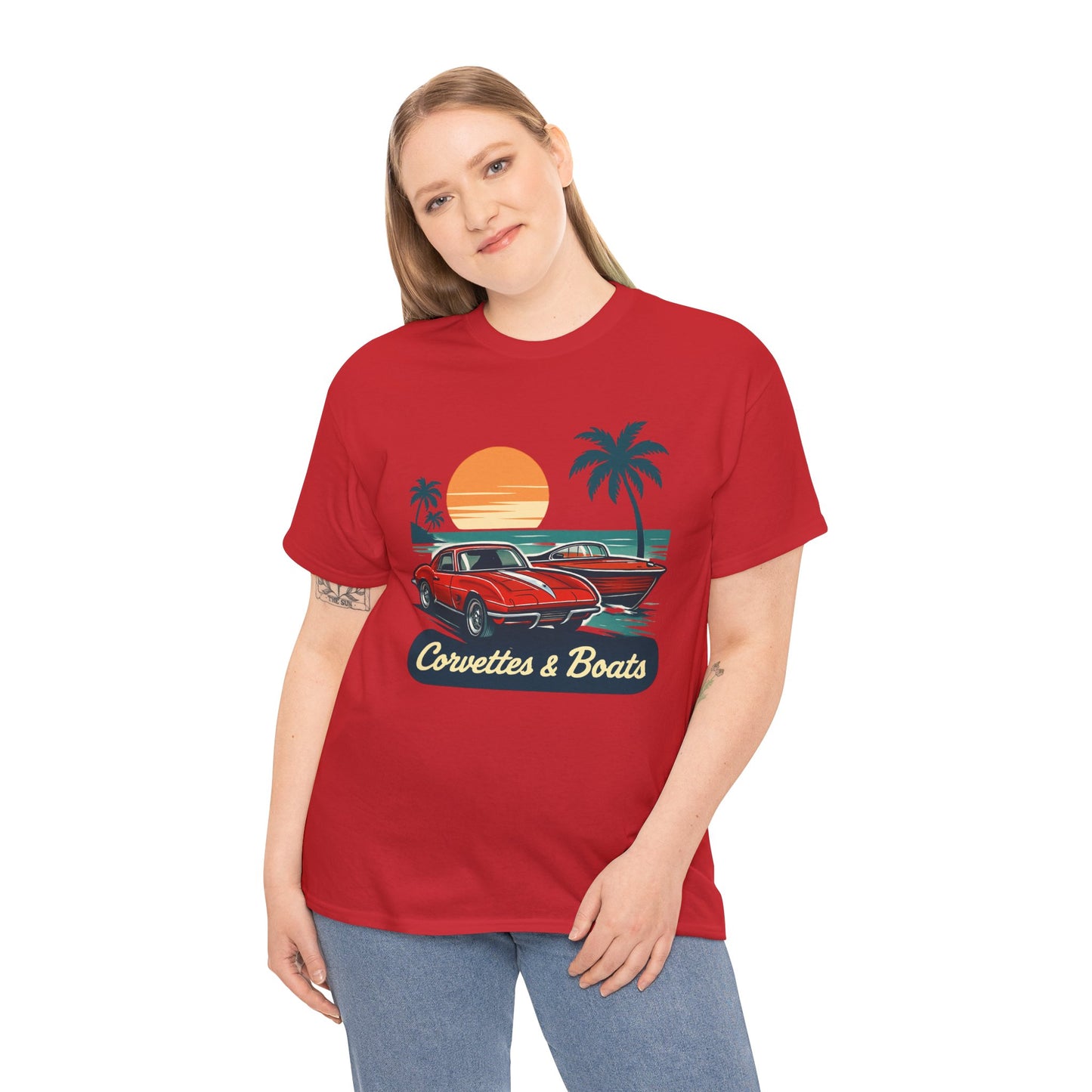 Corvettes & Boats Retro Sunset T‑Shirt