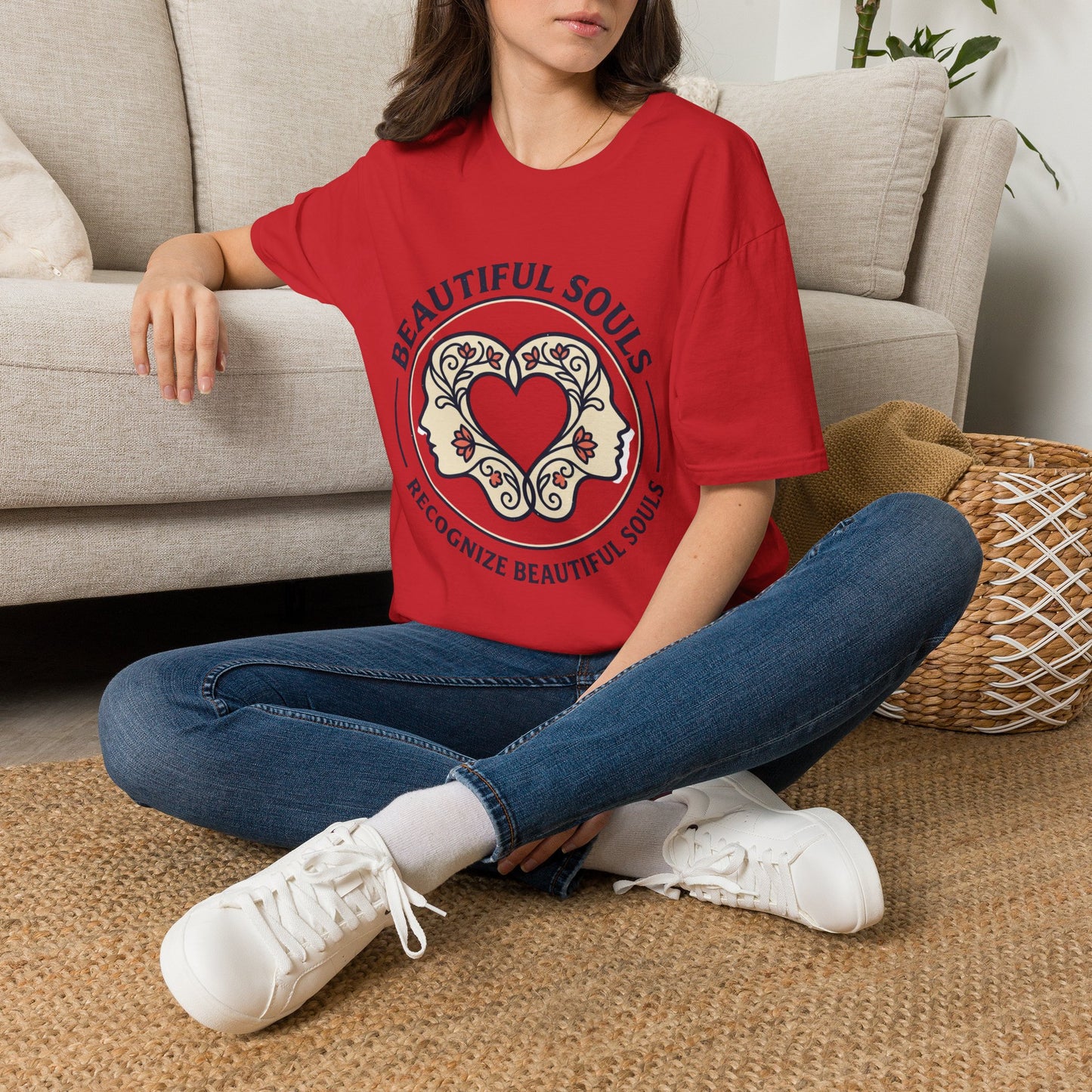 Beautiful Souls Graphic T-Shirt — "Beautiful Souls" Heart Floral Tee