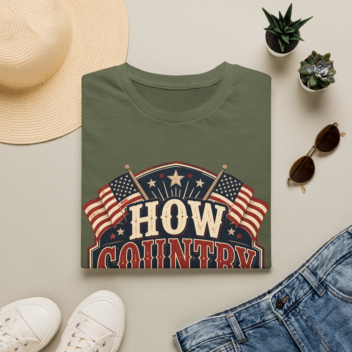 How Country Are You? T-Shirt — Vintage American Flag Country Graphic Tee