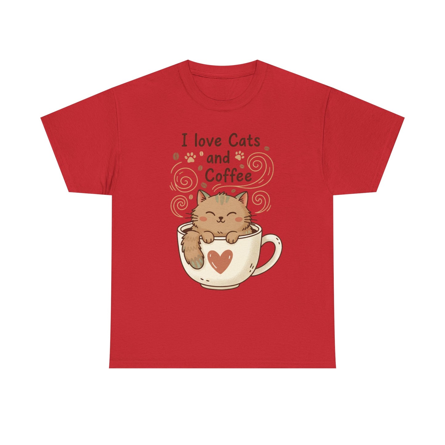 Cat and Coffee T‑Shirt — "I Love Cats and Coffee" Cute Cat in Mug Tee
