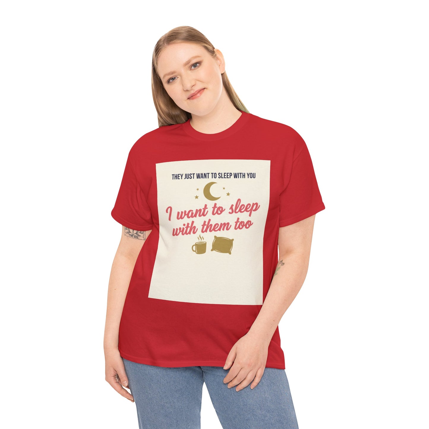 Sleepy Cats T-Shirt — "I Want to Sleep with Them Too" Cute Nighttime Pet Tee