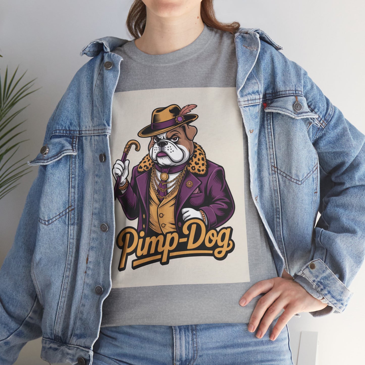 Pimp-Dog Graphic Tee — Retro Bulldog Character Shirt Printify