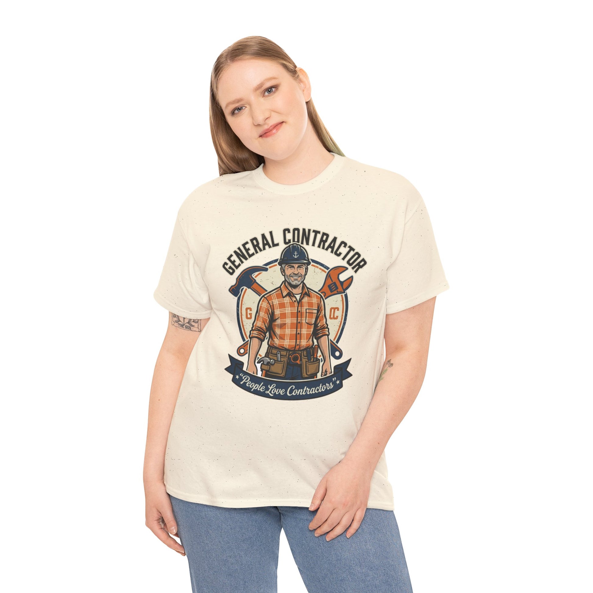 General Contractor T-Shirt — Vintage Construction Worker Logo Tee Printify