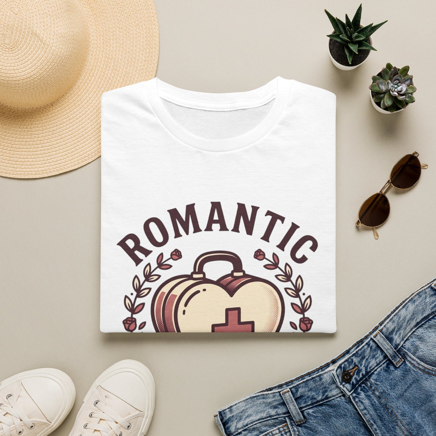 Romantic Provider T-Shirt — Heart Medical Badge Vintage Nurse Love Tee