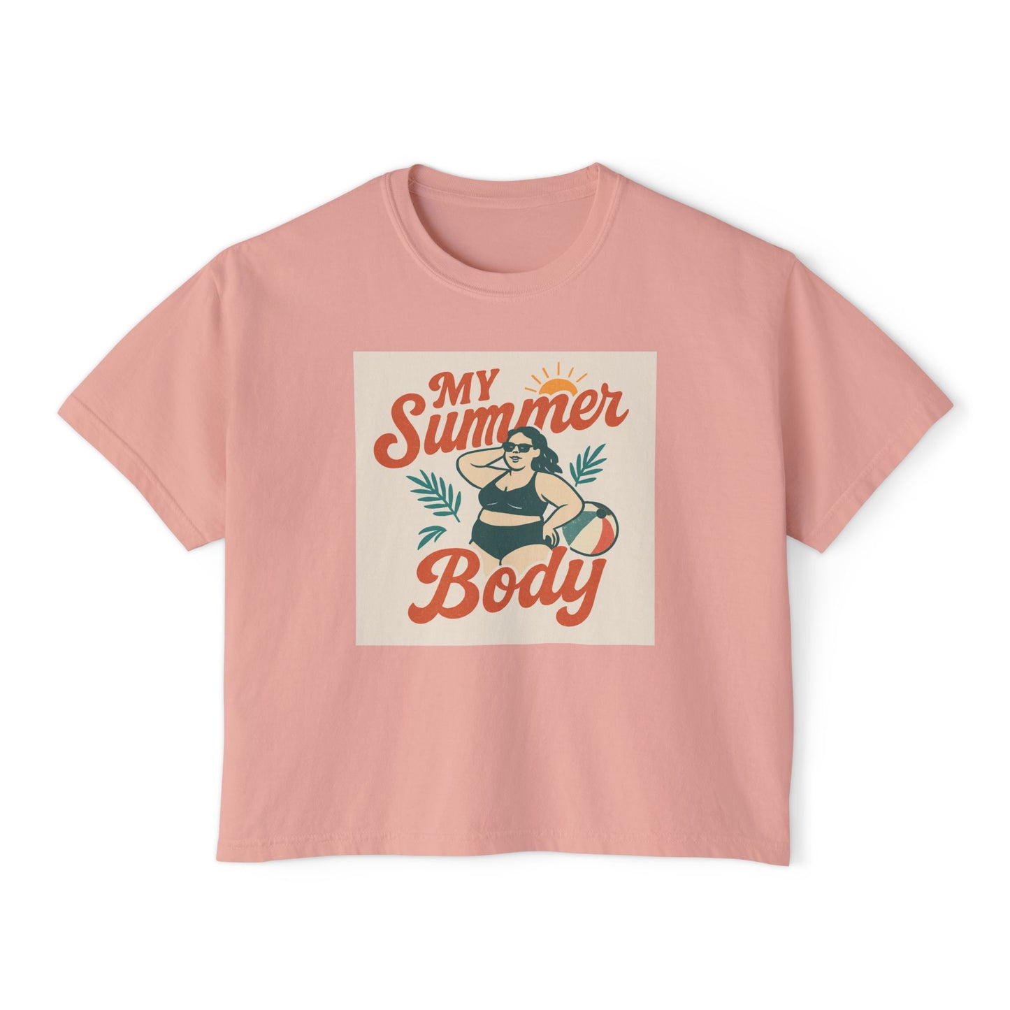 My Summer Body Boxy Tee — Retro Beach Graphic Women’s T‑Shirt