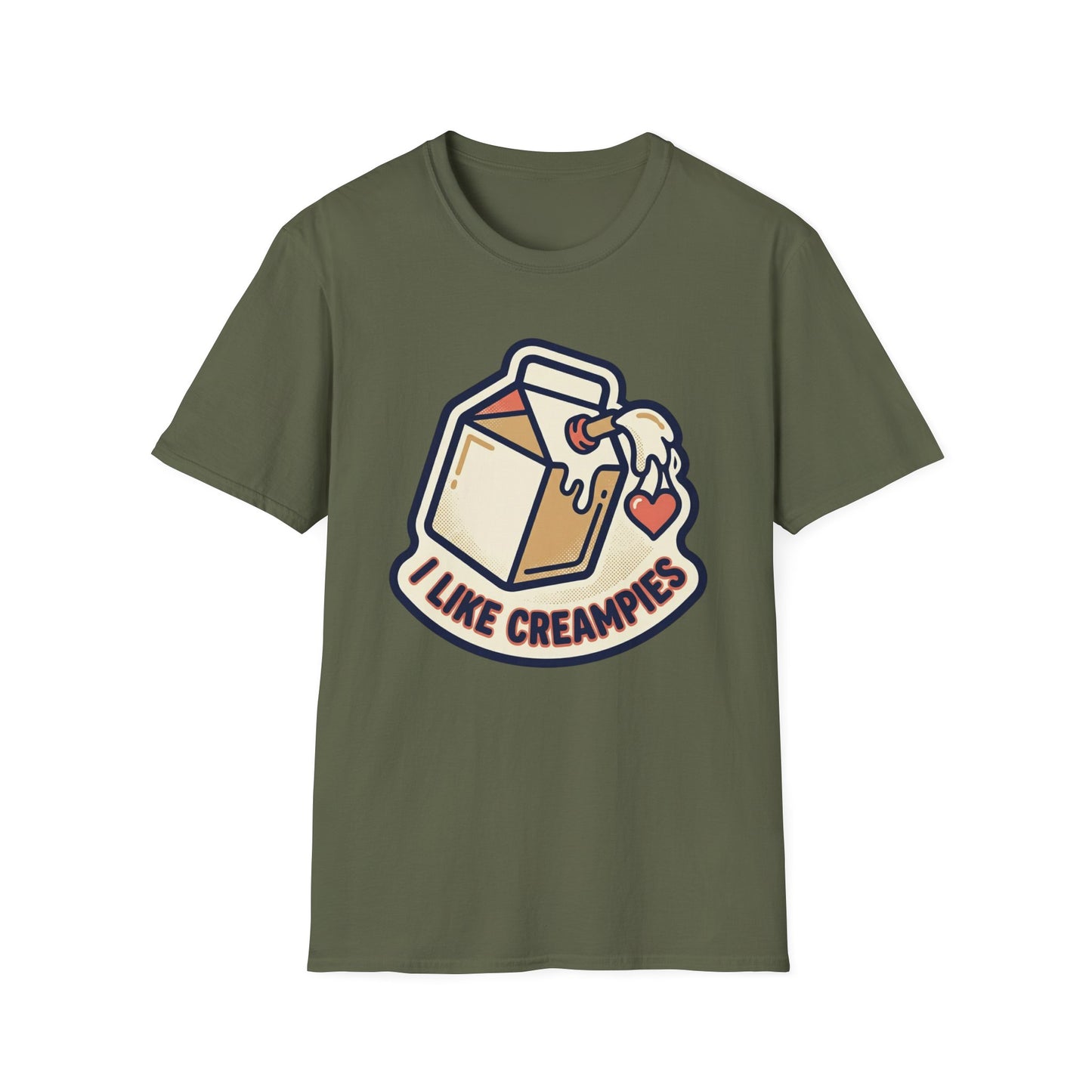 Cream Pie Cartoon T-Shirt — "I Like Creampies" Retro Milk Carton Graphic Tee