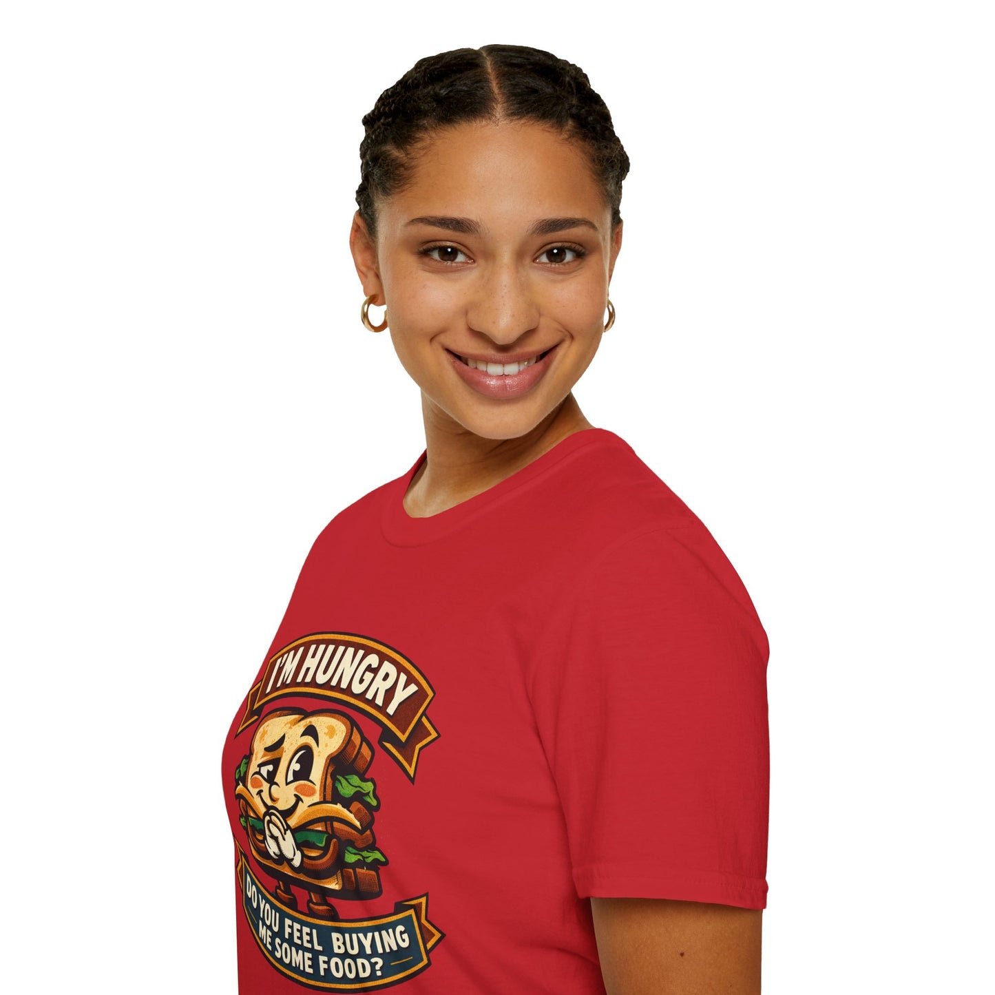 I'm Hungry Burger Graphic T-Shirt — "Do You Feel Buying Me Some Food?" Funny Foodie Tee