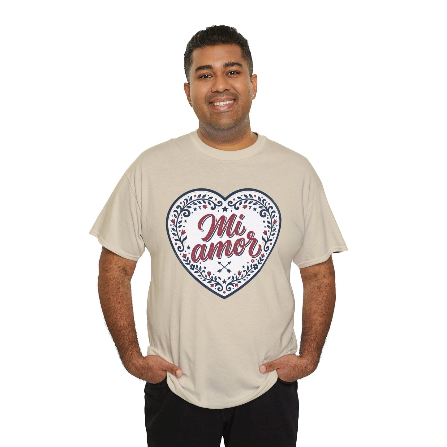 Mi Amor Heart T-Shirt — Romantic Floral Graphic Tee for Valentine’s Day