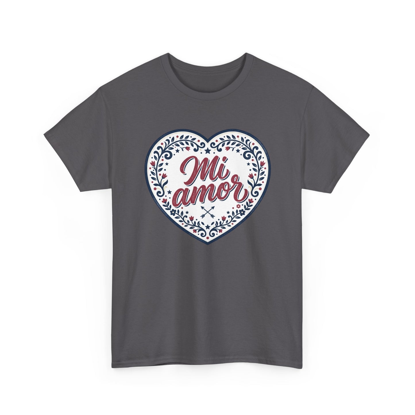 Mi Amor Heart T-Shirt — Romantic Floral Graphic Tee for Valentine’s Day