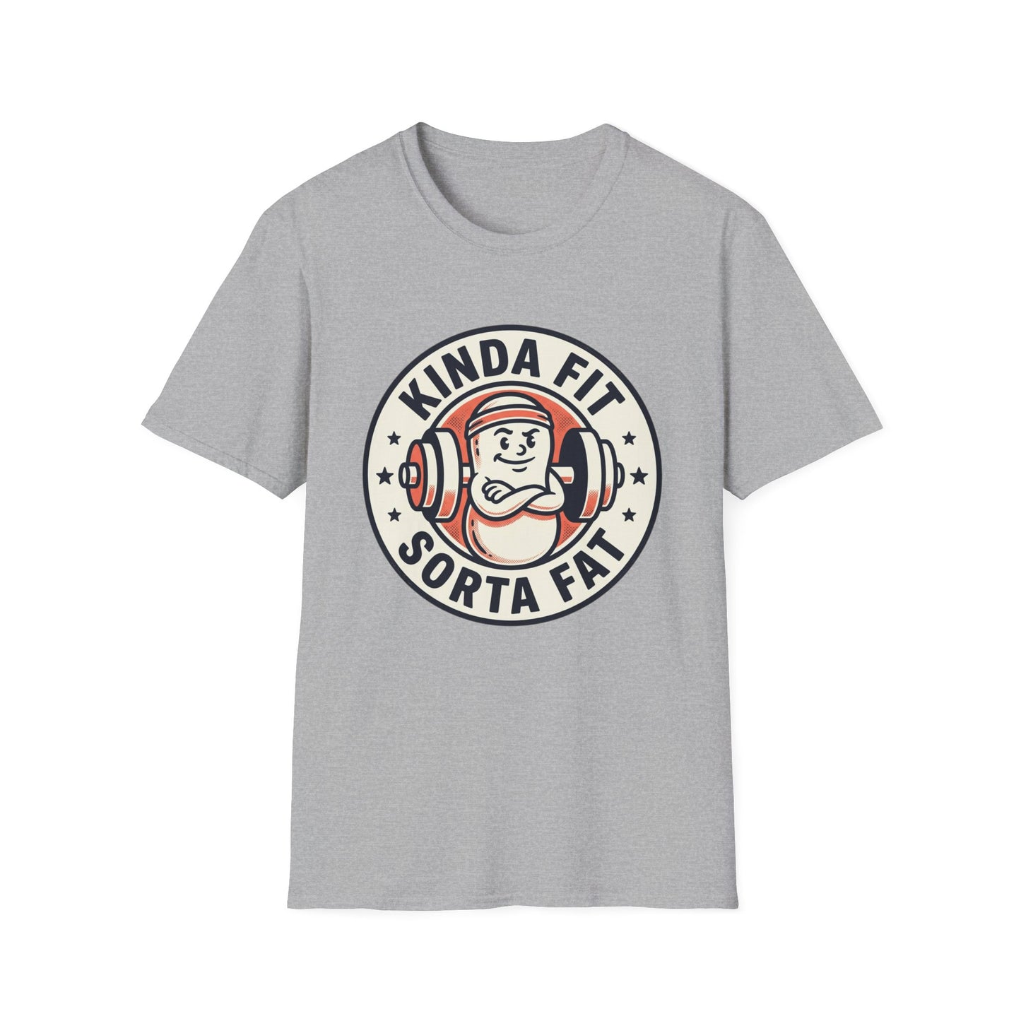 Kinda Fit Sorta Fat Funny Gym T-Shirt — Humorous Weightlifting Tee