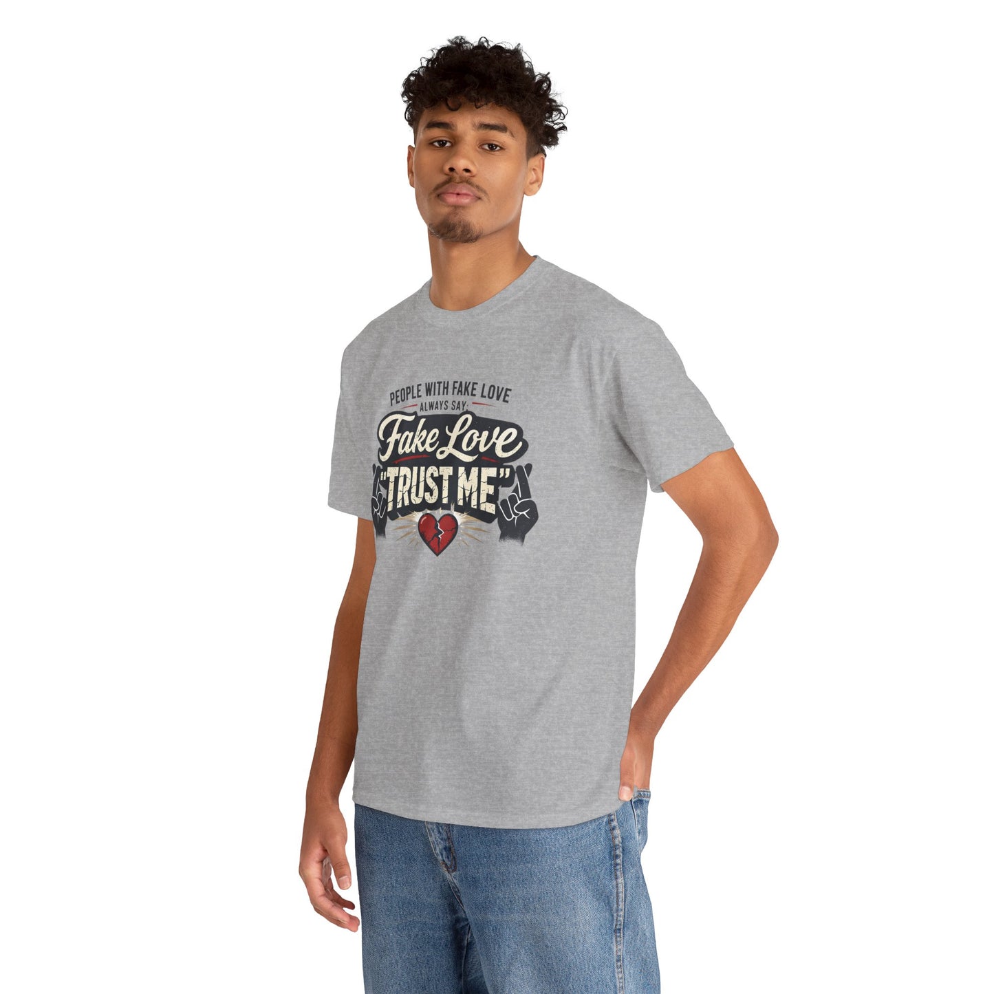 Fake Love Trust Me T-Shirt – Vintage Tattoo Heart Graphic Tee