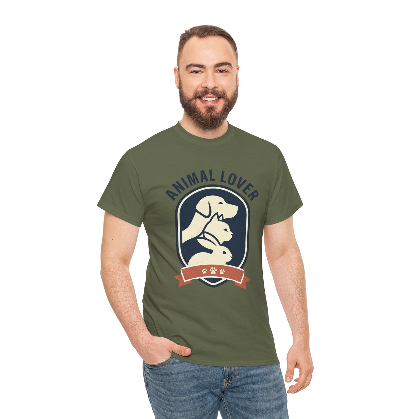 Animal Lover T-Shirt — Retro Pet Badge Tee (Dogs & Cats)