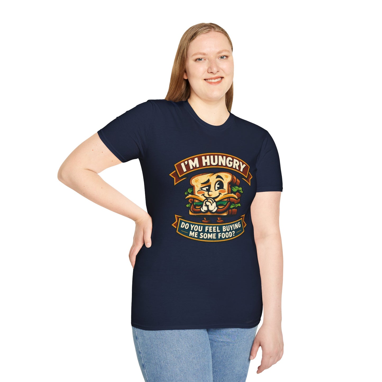 I'm Hungry Burger Graphic T-Shirt — "Do You Feel Buying Me Some Food?" Funny Foodie Tee