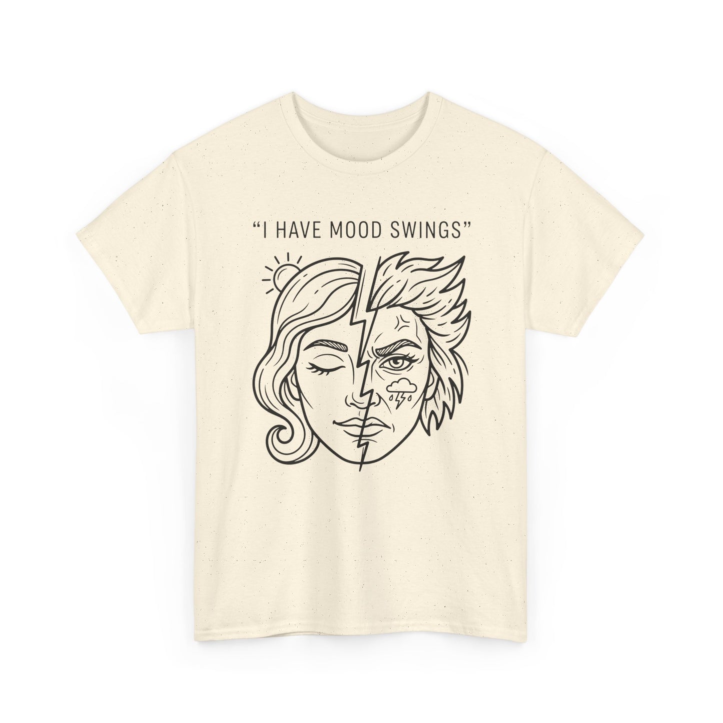 Mood Swings Graphic Tee — Split Face Line Art "I Have Mood Swings" T-Shirt Printify
