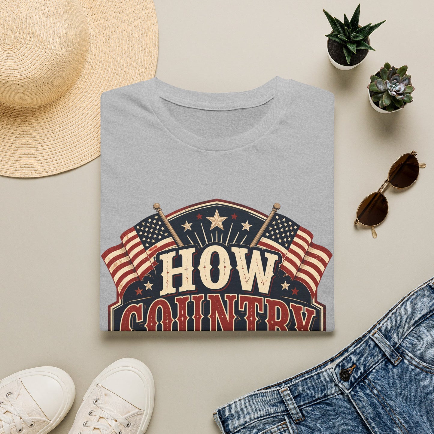 How Country Are You? T-Shirt — Vintage American Flag Country Graphic Tee