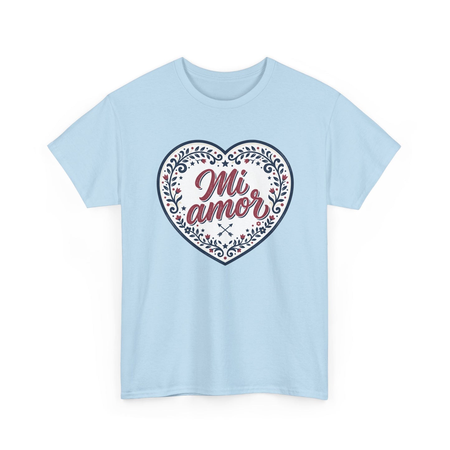Mi Amor Heart T-Shirt — Romantic Floral Graphic Tee for Valentine’s Day
