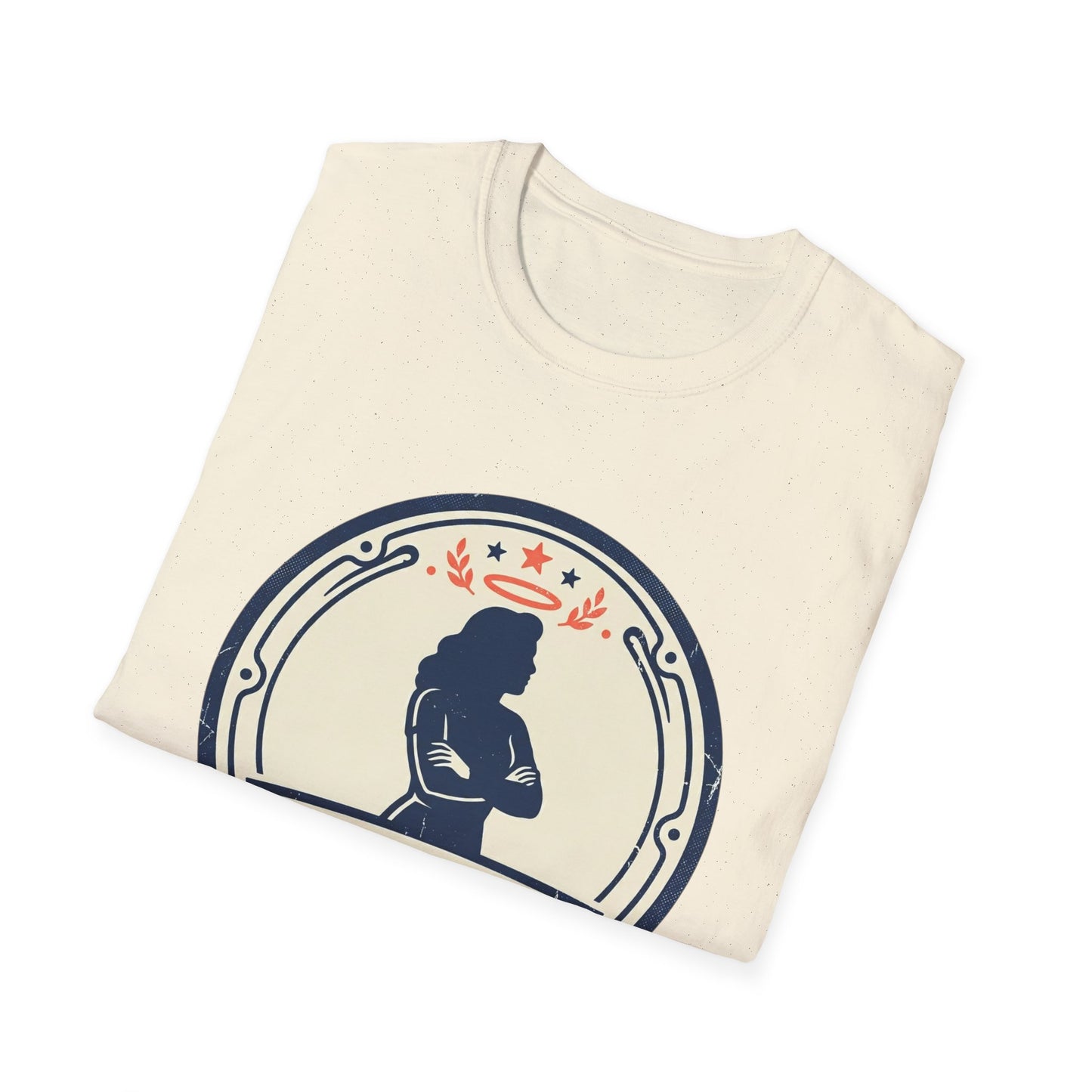 I Am Her Women’s T-Shirt — Empowering Mom & Woman Pride Vintage Badge Tee
