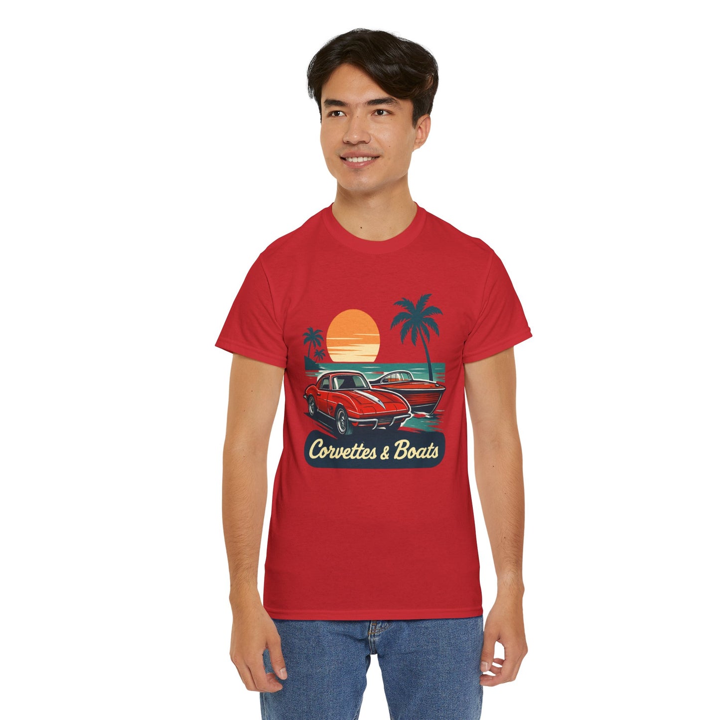 Corvettes & Boats Retro Sunset T‑Shirt