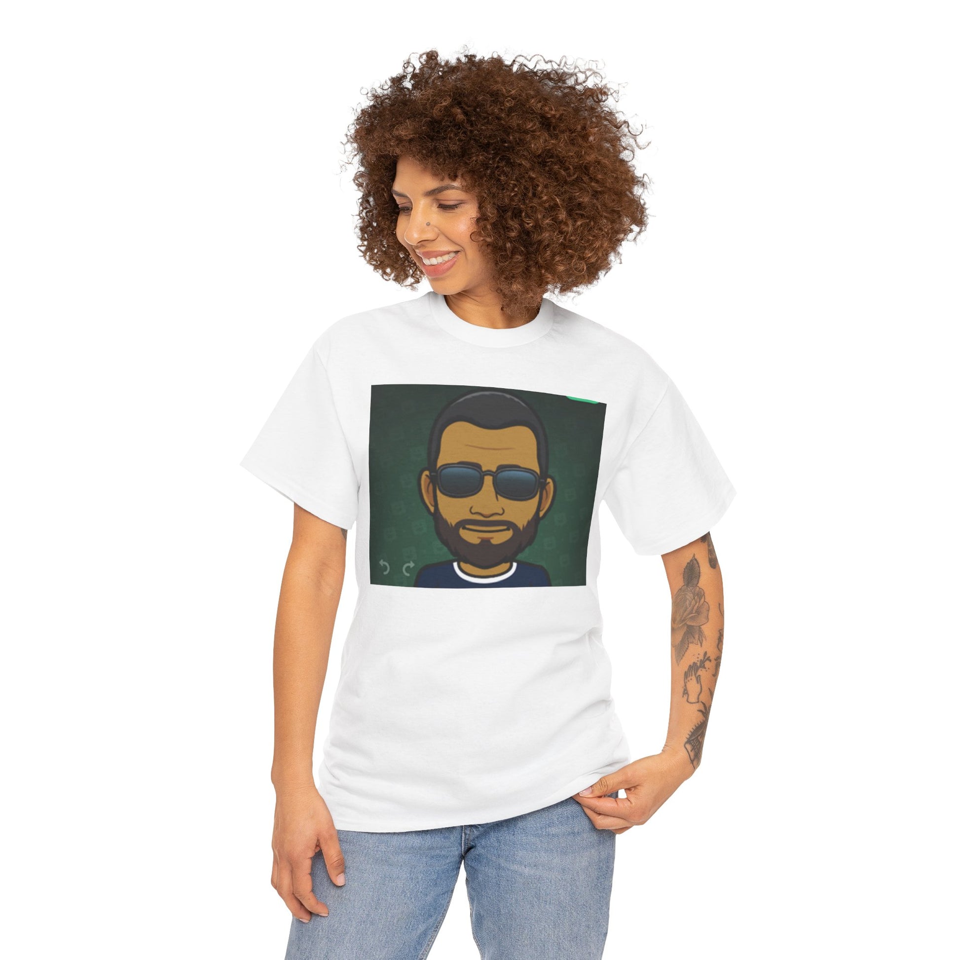 Bitmoji Portrait Tee — Cool Sunglasses Avatar Graphic T-Shirt Printify