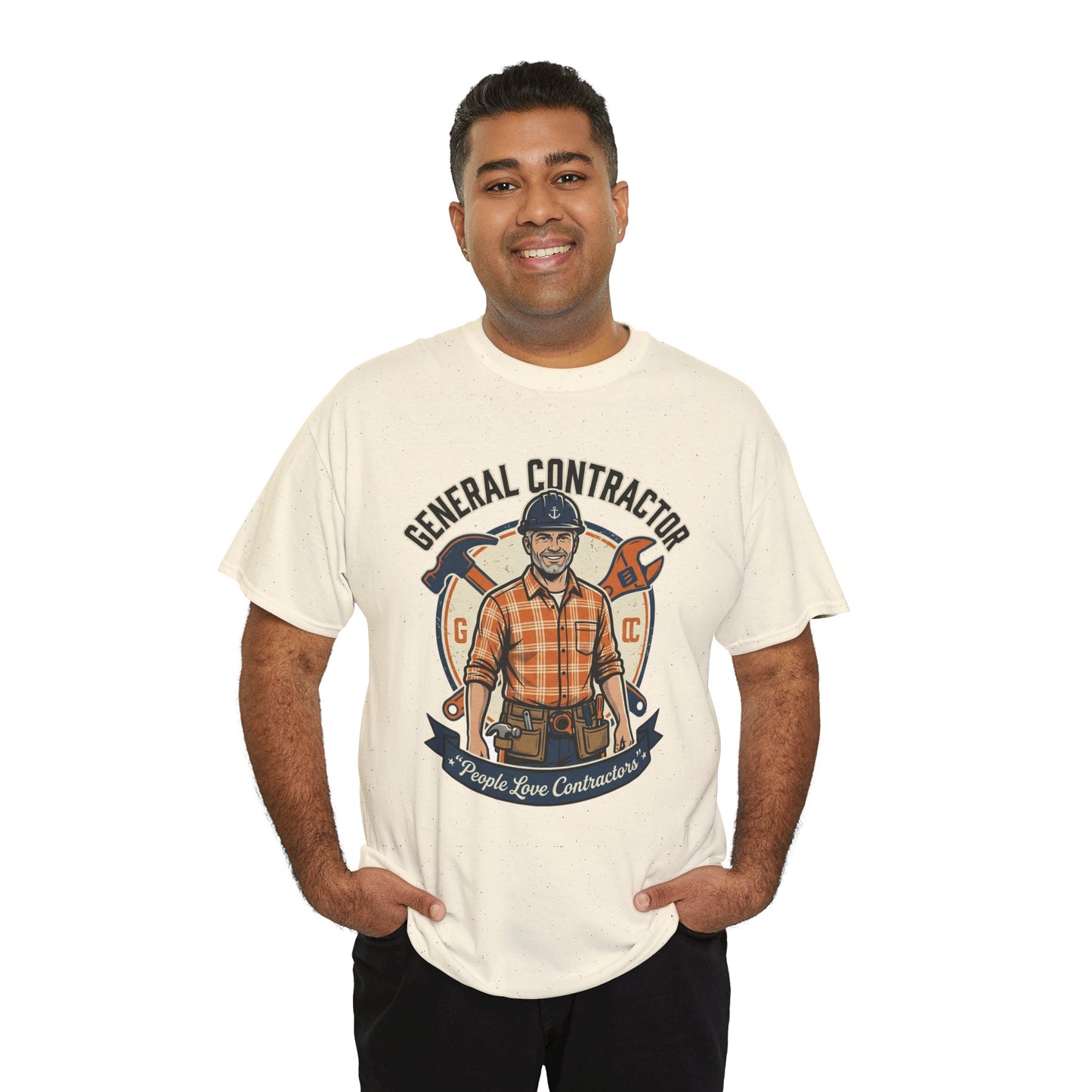 General Contractor T-Shirt — Vintage Construction Worker Logo Tee Printify
