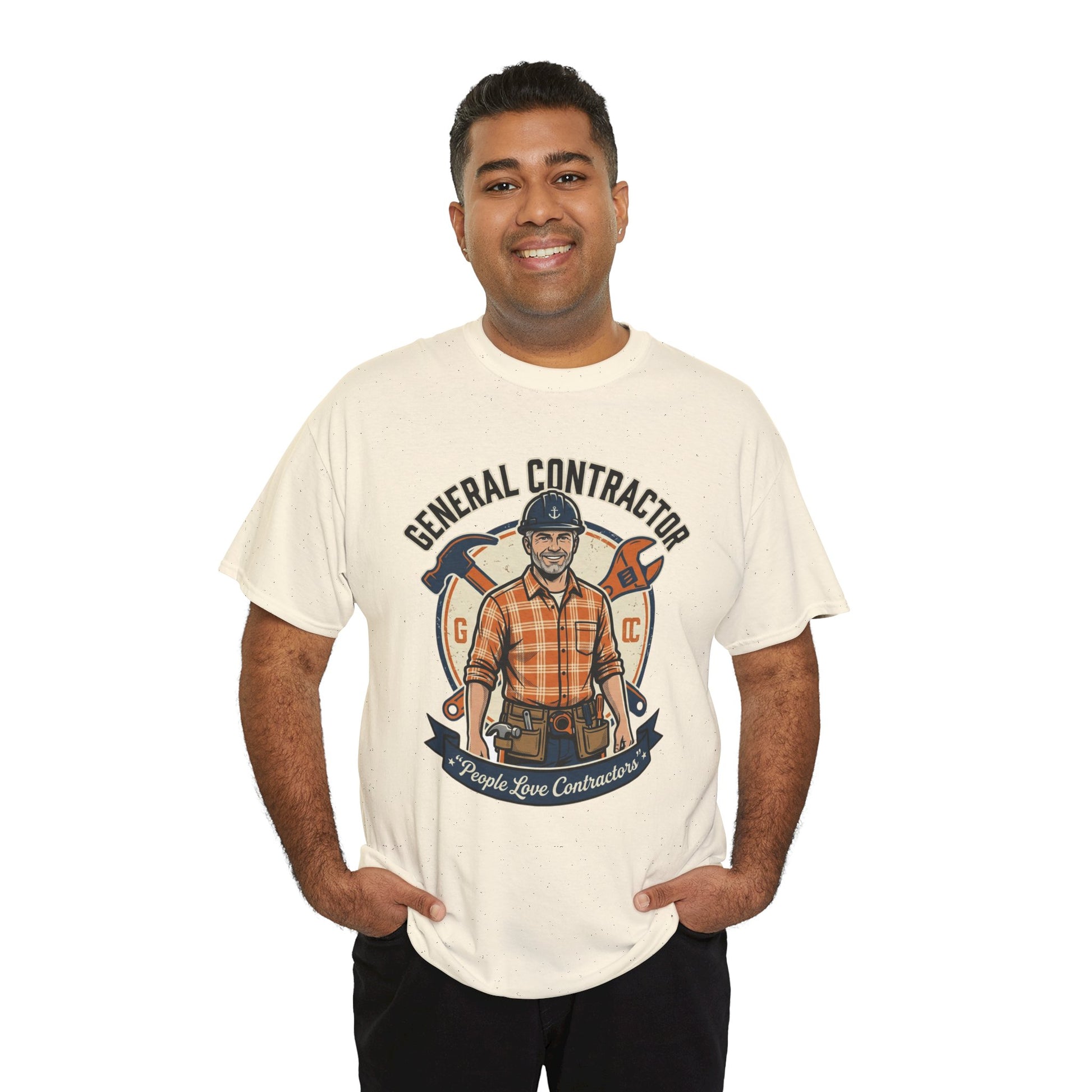 General Contractor T-Shirt — Vintage Construction Worker Logo Tee Printify