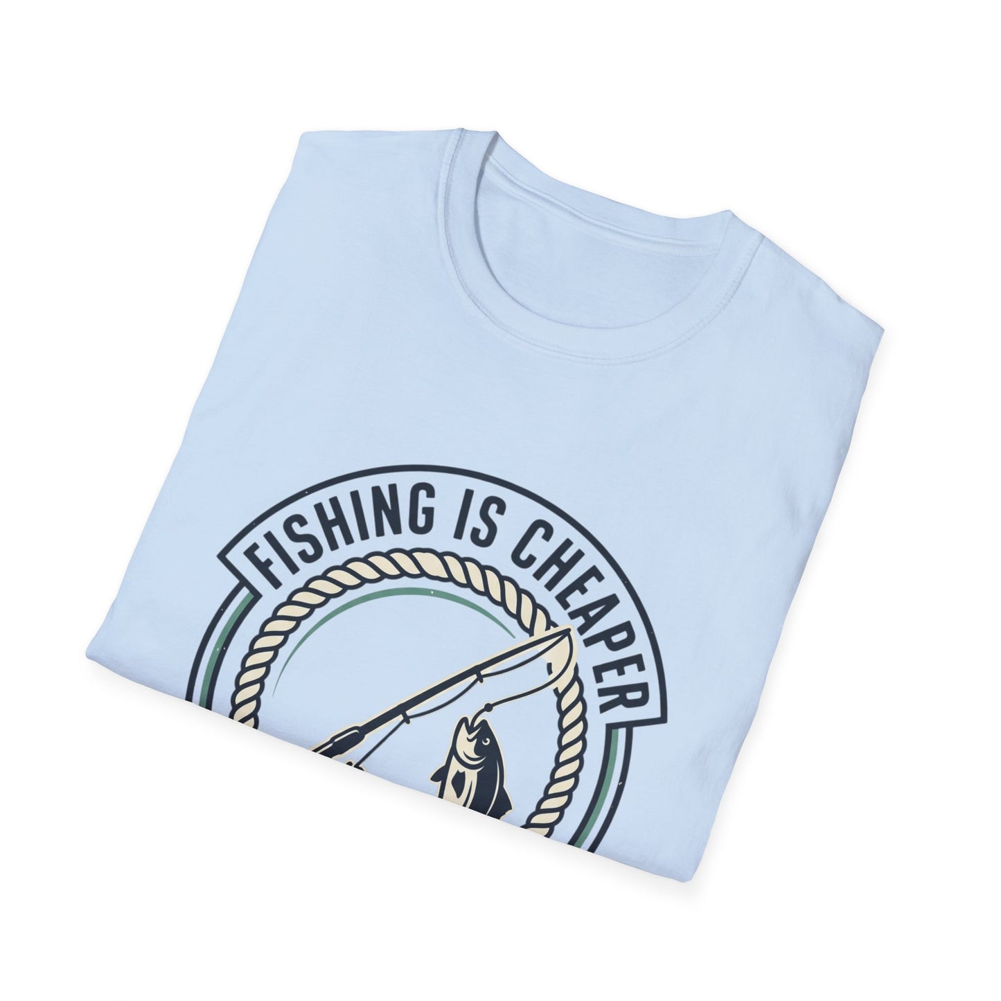 Fishing Is Cheaper Than Therapy T-Shirt — Funny Fishing Graphic Tee for Anglers